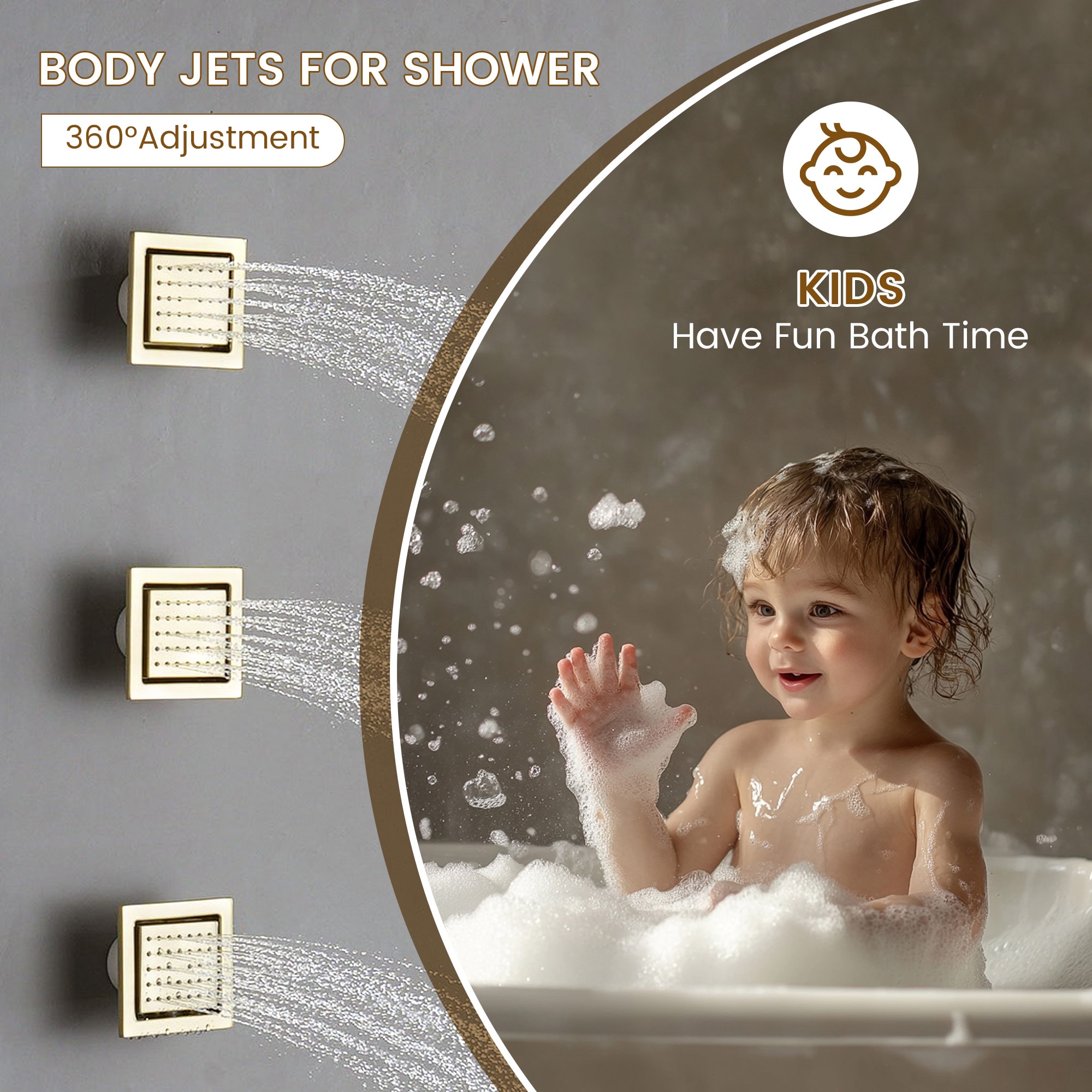 CASAINC CA-A4391-BG Showerhead-Bar-Panels - View #7