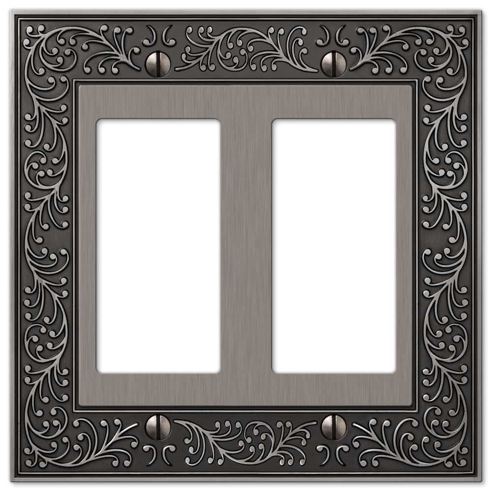 Amerelle 43RRAN 2 -Gang Antique Nickel Metal Indoor Decorator Wall Plate