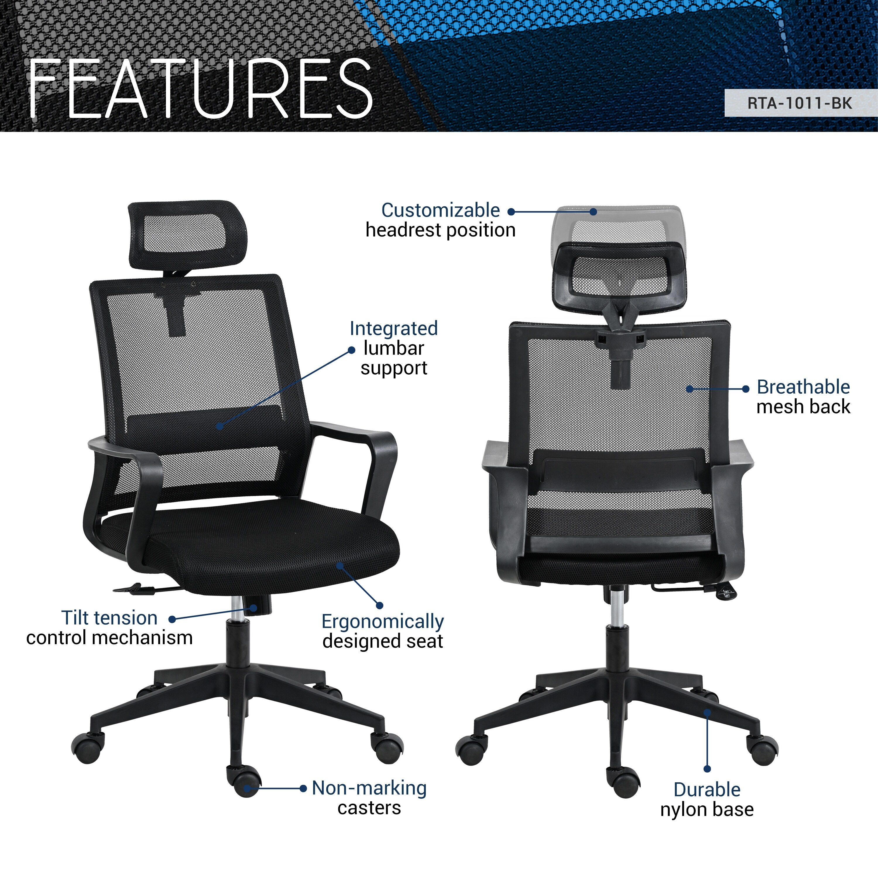 Techni Mobili RTA-1011-BK Office-Chairs - View #4