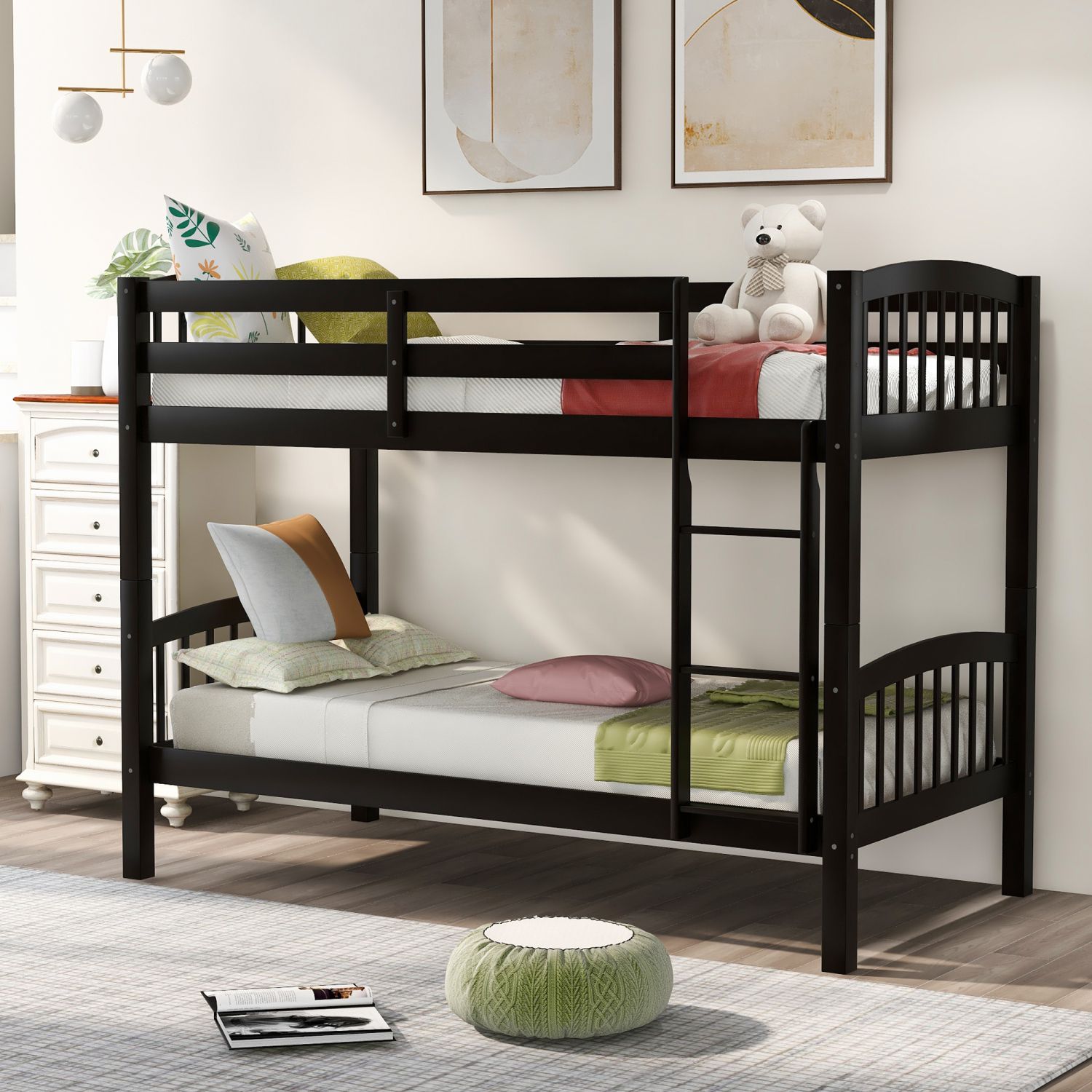 JASMODER LT000066AAP Espresso Twin Composite Platform Bed