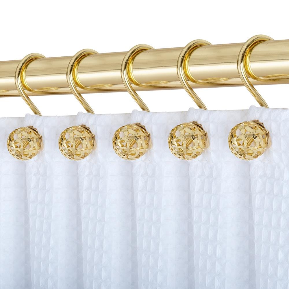 Love Creative Gold Easy Glide Shower Curtain Rings Hooks Polished India |  Ubuy