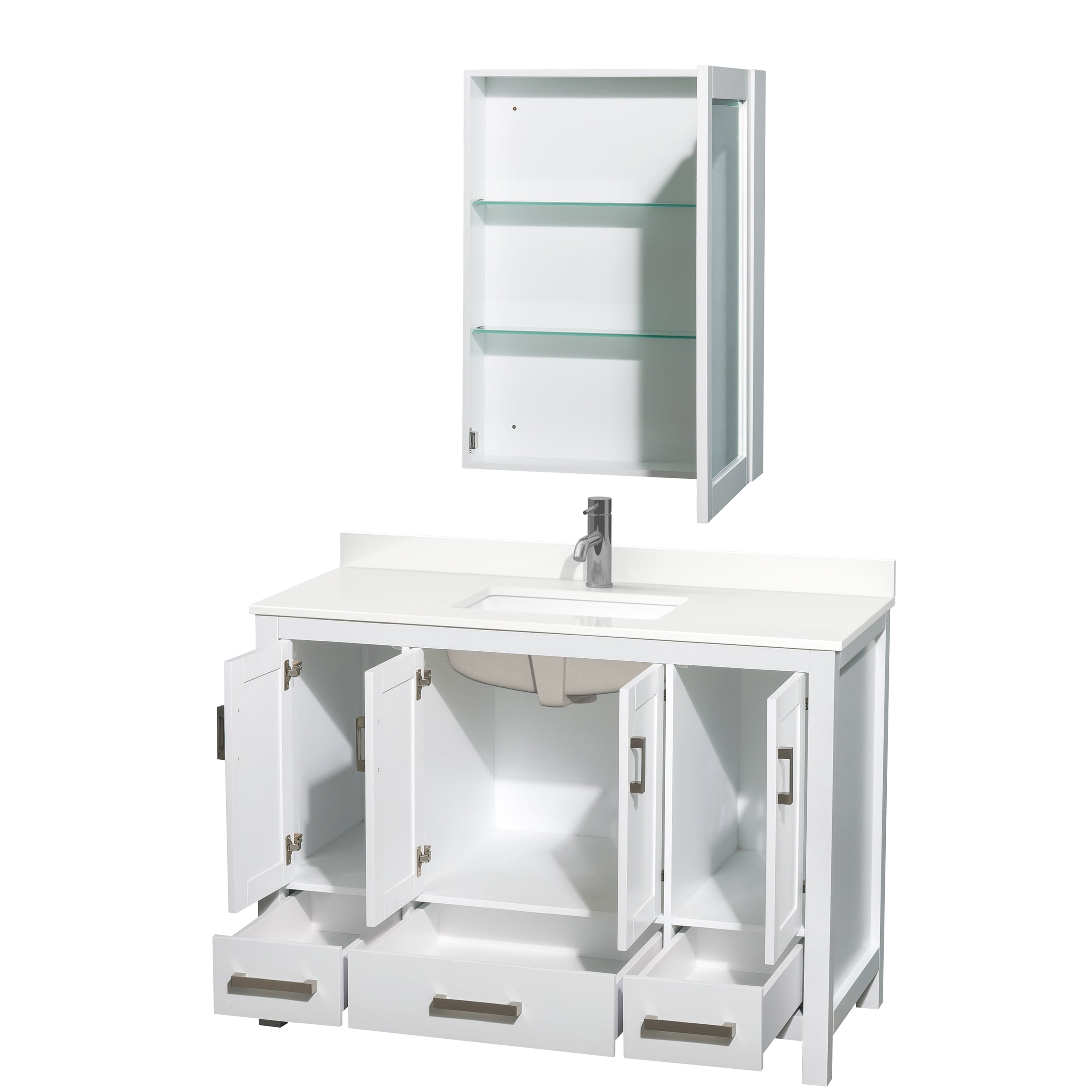 Wyndham Collection WCS141448SWHWQUNSMED Bath-Vanity-Combo - View #2