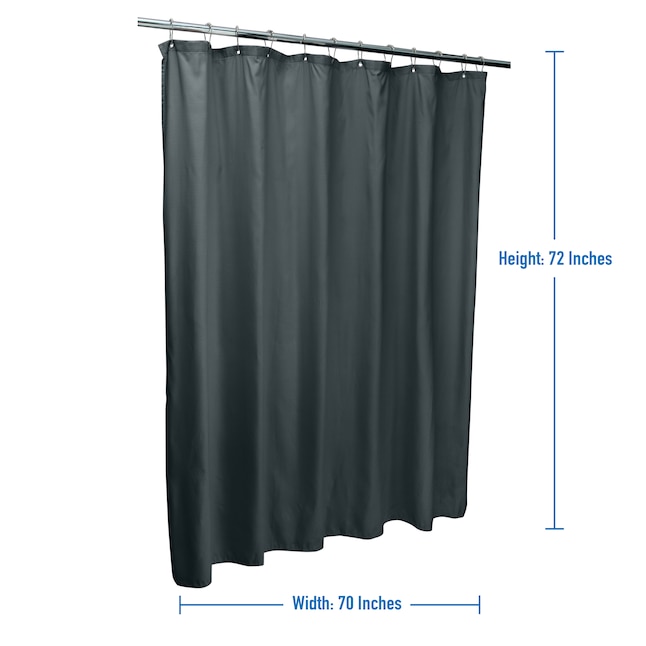 Polyester Charcoal Solid Shower Curtain, Dark Gray Shower Curtain Liner