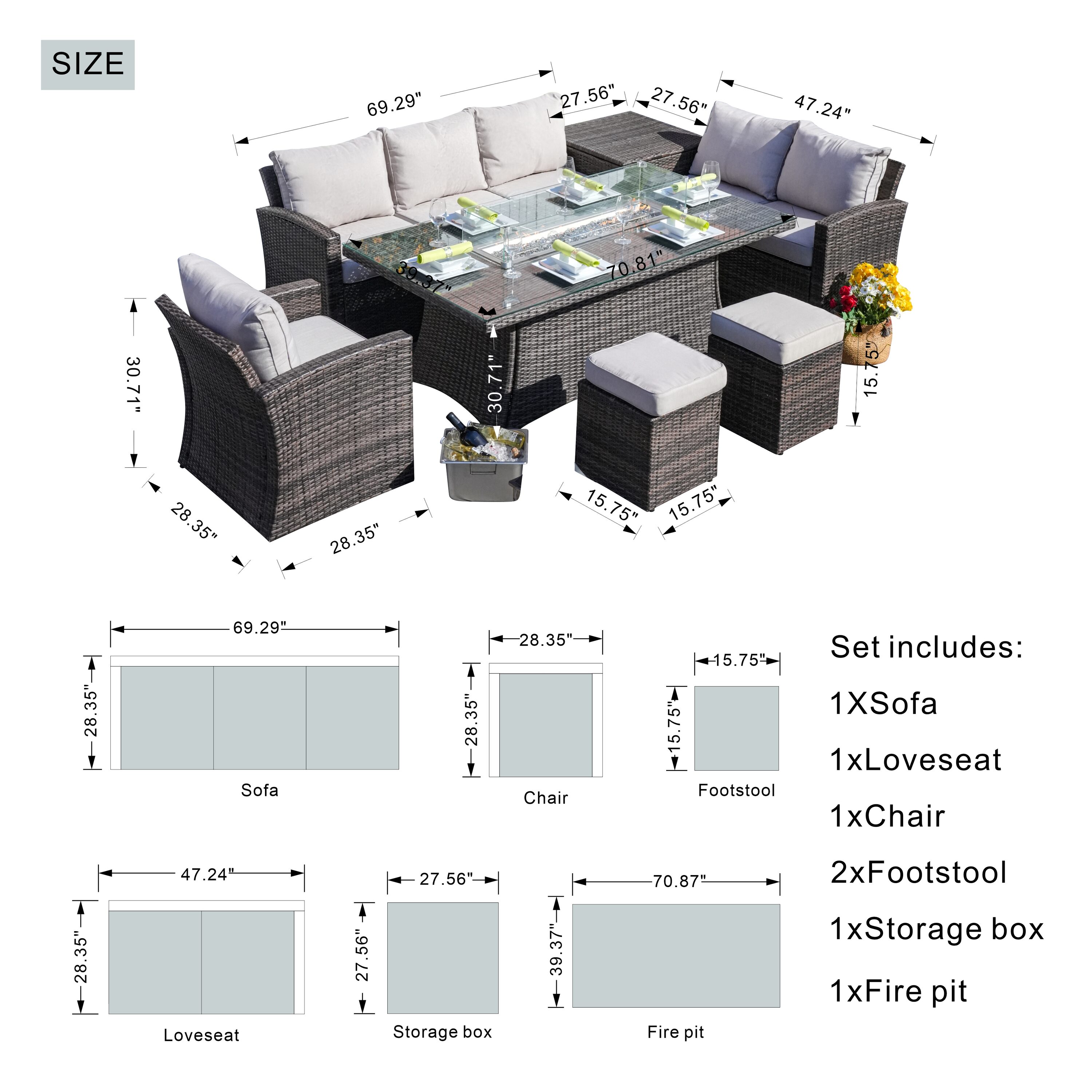 Moda Furnishings CMAG-1406B-R Patio-Conversation-Sets - View #11