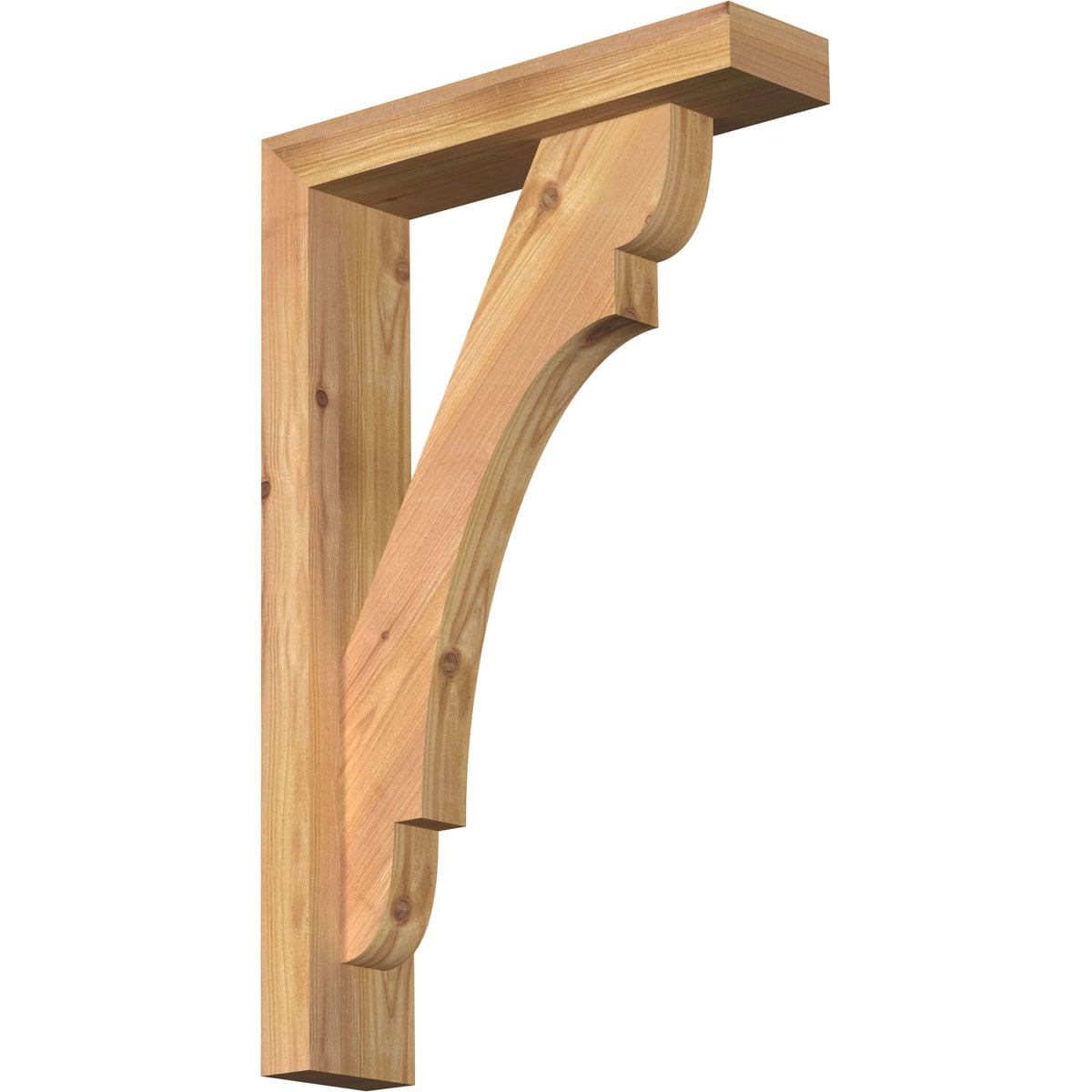 Ekena Millwork 1463507 Olympic Block Smooth Bracket with Offset Brace Western Red Cedar Wood Standard Bracket