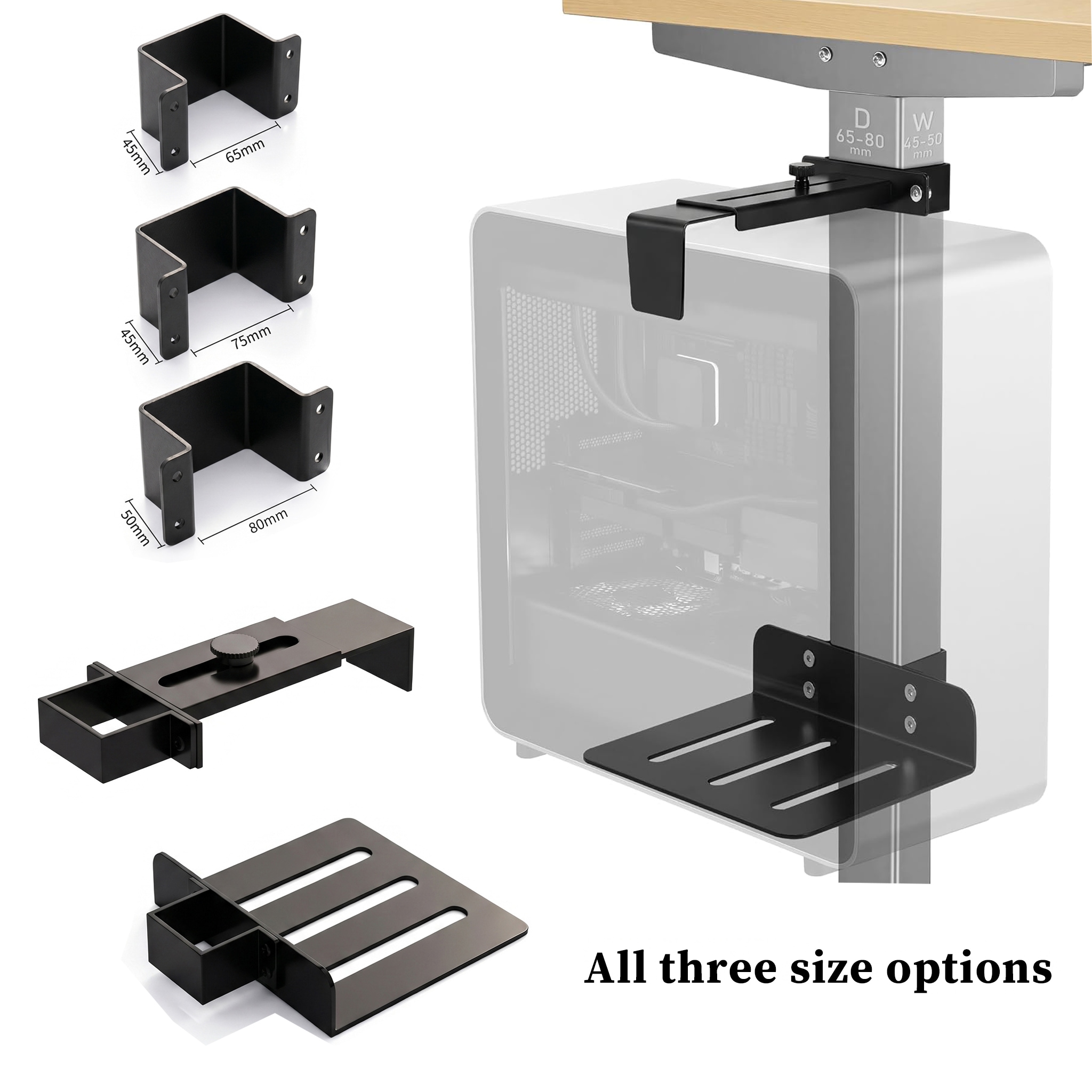 Garvee - Under Desk PC Mount No Drill CPU Holder for Standing Desk Legs 40LBS Adjustable Computer...