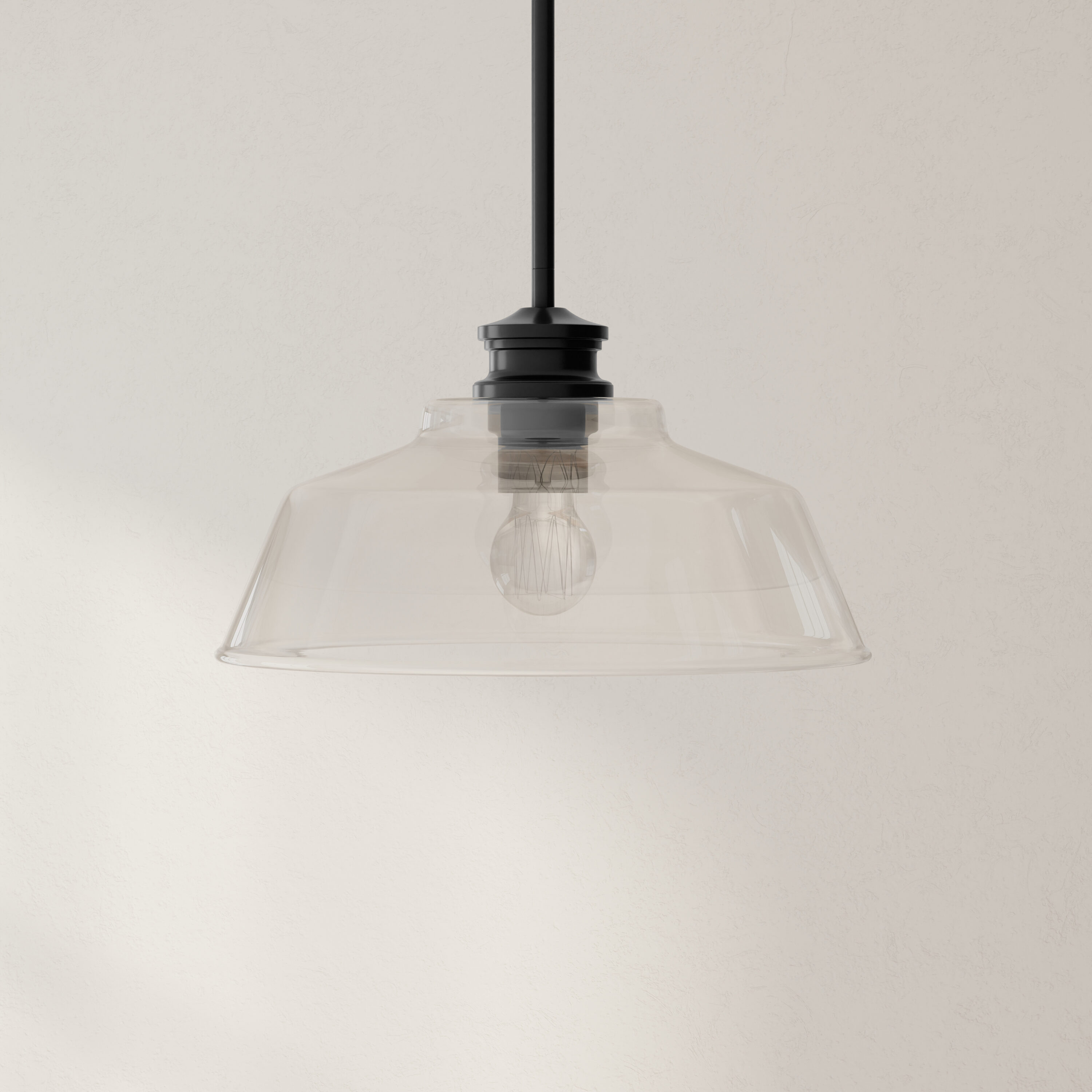 Matte Black Glass Dome Pendant Light with Nickel Accents