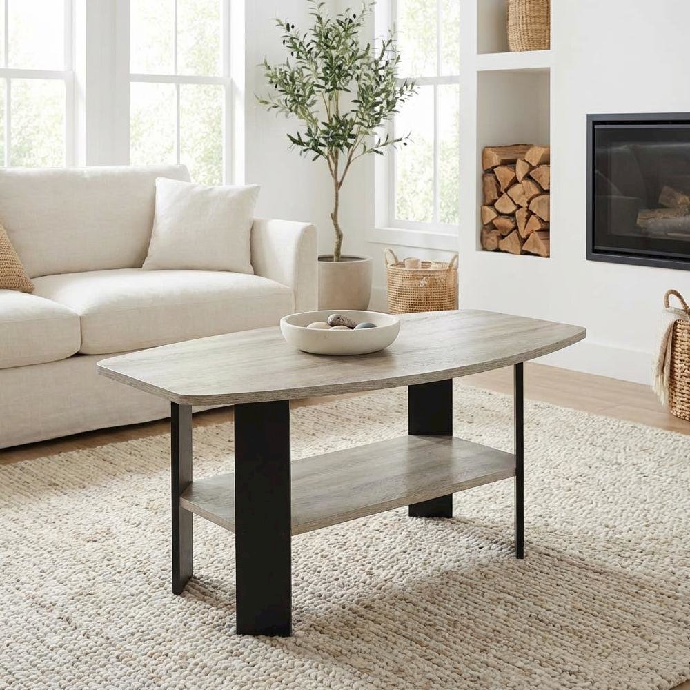 Curated visual reference: Gallery Detail: Furnifact French Oak Grey Coffee Table With Black Metal Legs