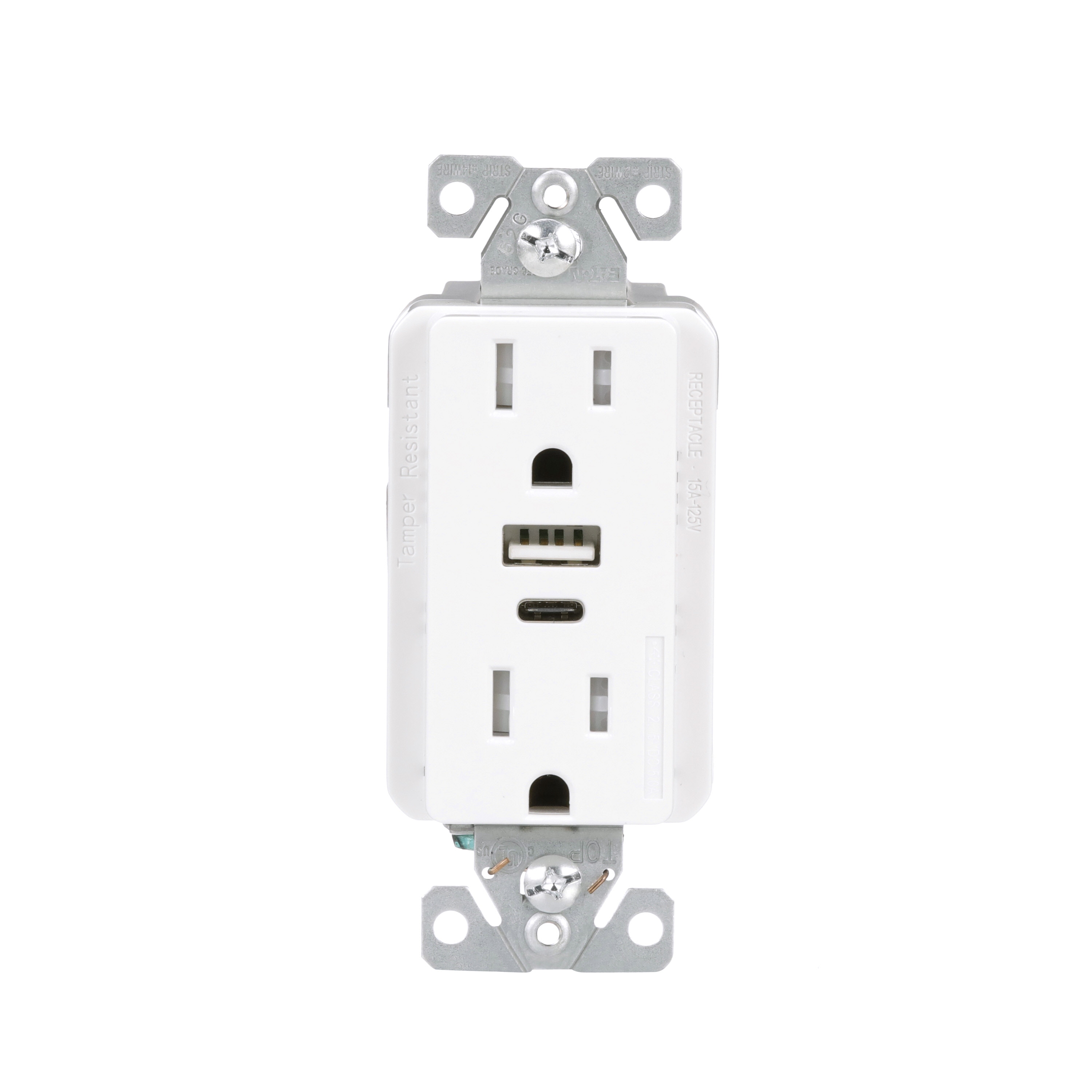 Eaton 15-Amp 125-Volt White Indoor Decorator Wall Tamper Resistant Outlet/USB 