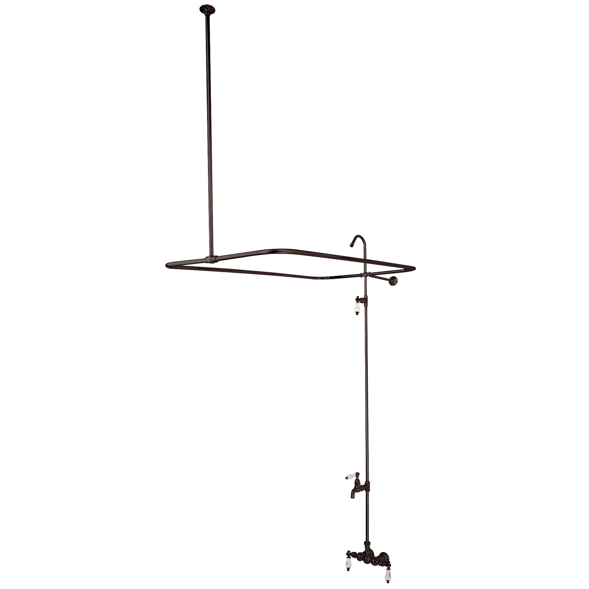 Kingston Brass WLCC63T5 Vintage Oil-rubbed bronze 3-handle Wall-mount Low-arc Bathtub Faucet ( Valve Included )