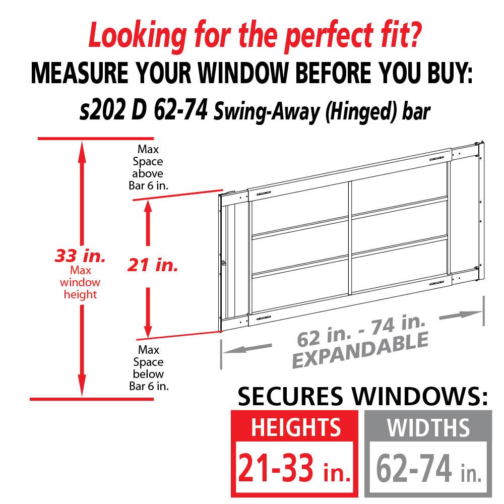 Mr. Goodbar D 62-in x 21-in White Steel Adjustable Window Security Bar S202 D 62-74 Sansujyuku sansujyuku.com