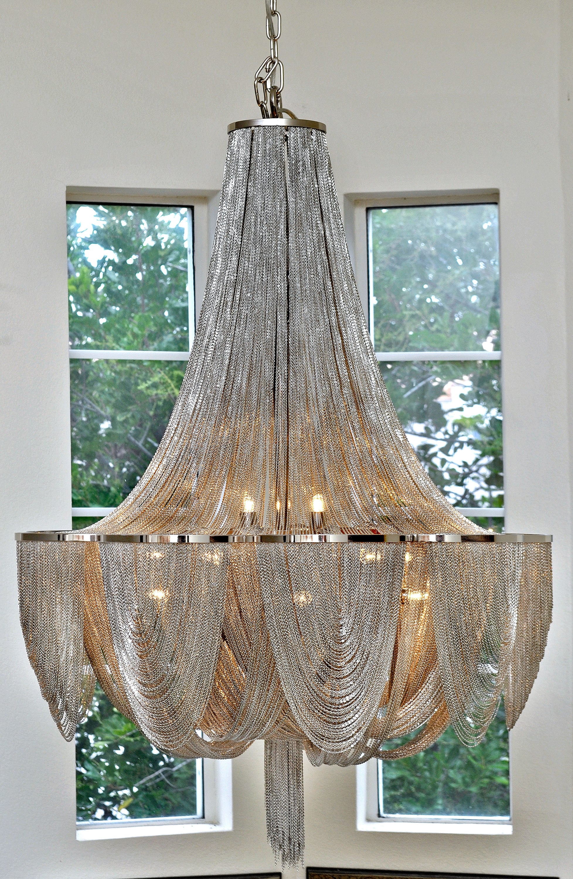 Chantilly 10-Light Polished Nickel Metal Chandelier