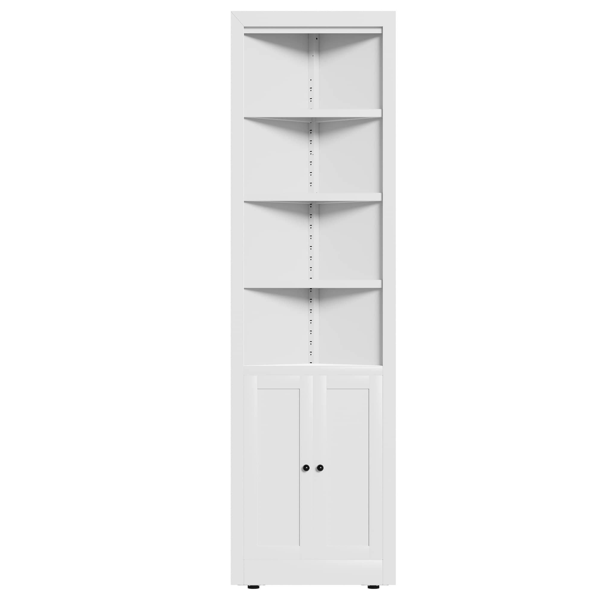 Vynxaria  21 W x 10 D x 71 H White Metal Freestanding Linen Cabinet with 5 Tiers 2 Doors Adjustable Shelves Anti-Tip in White