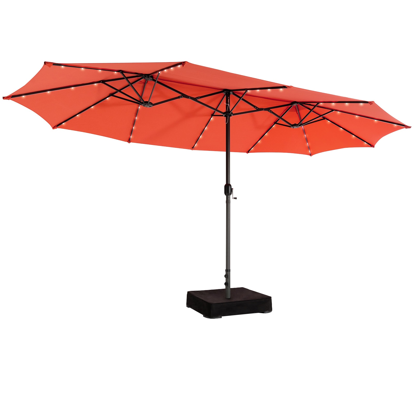 Clihome 15-ft Steel Orange No-tilt Garden Patio Umbrella with Lights ...