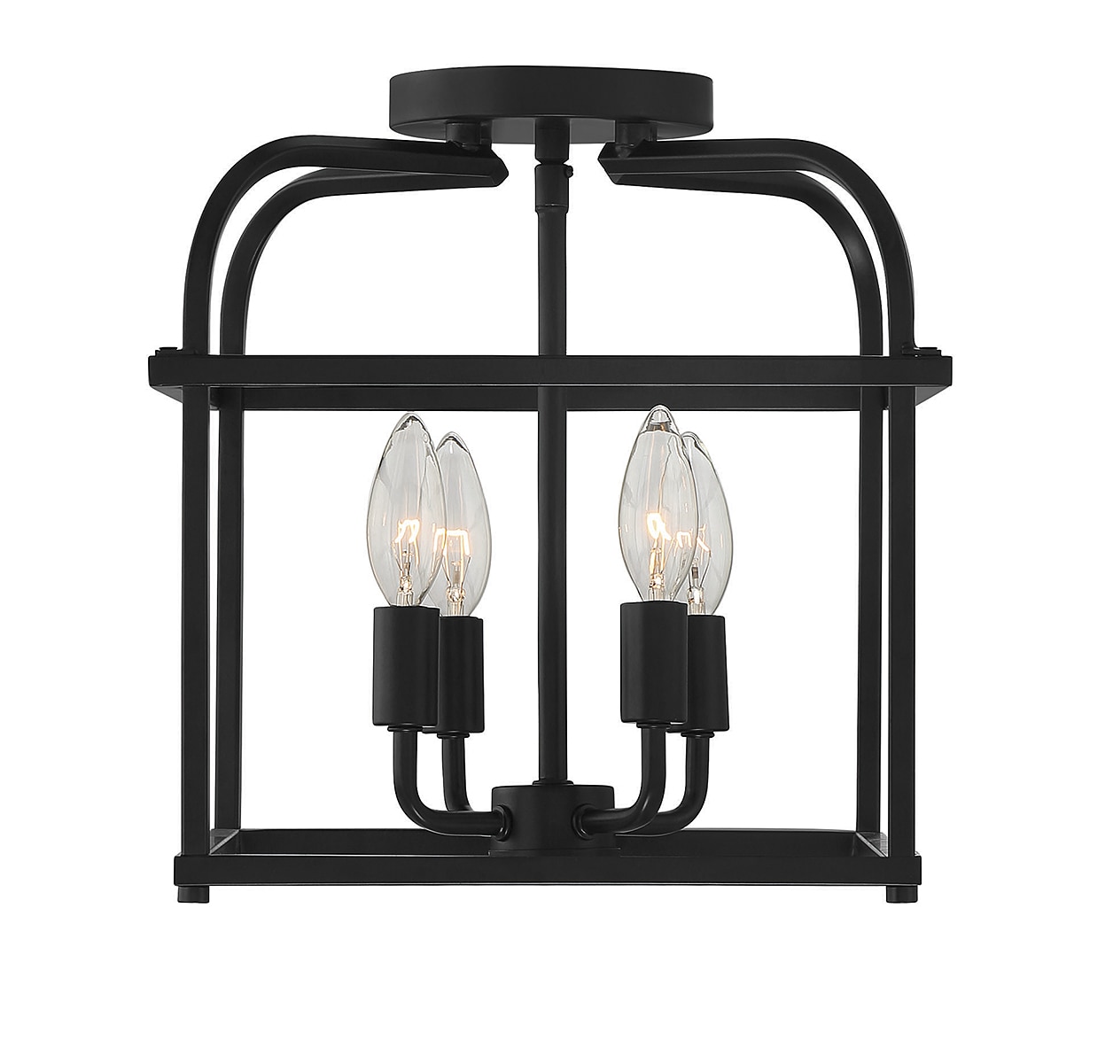 Geometric Charm 4-Light Matte Black Semi-Flush Ceiling Fixture