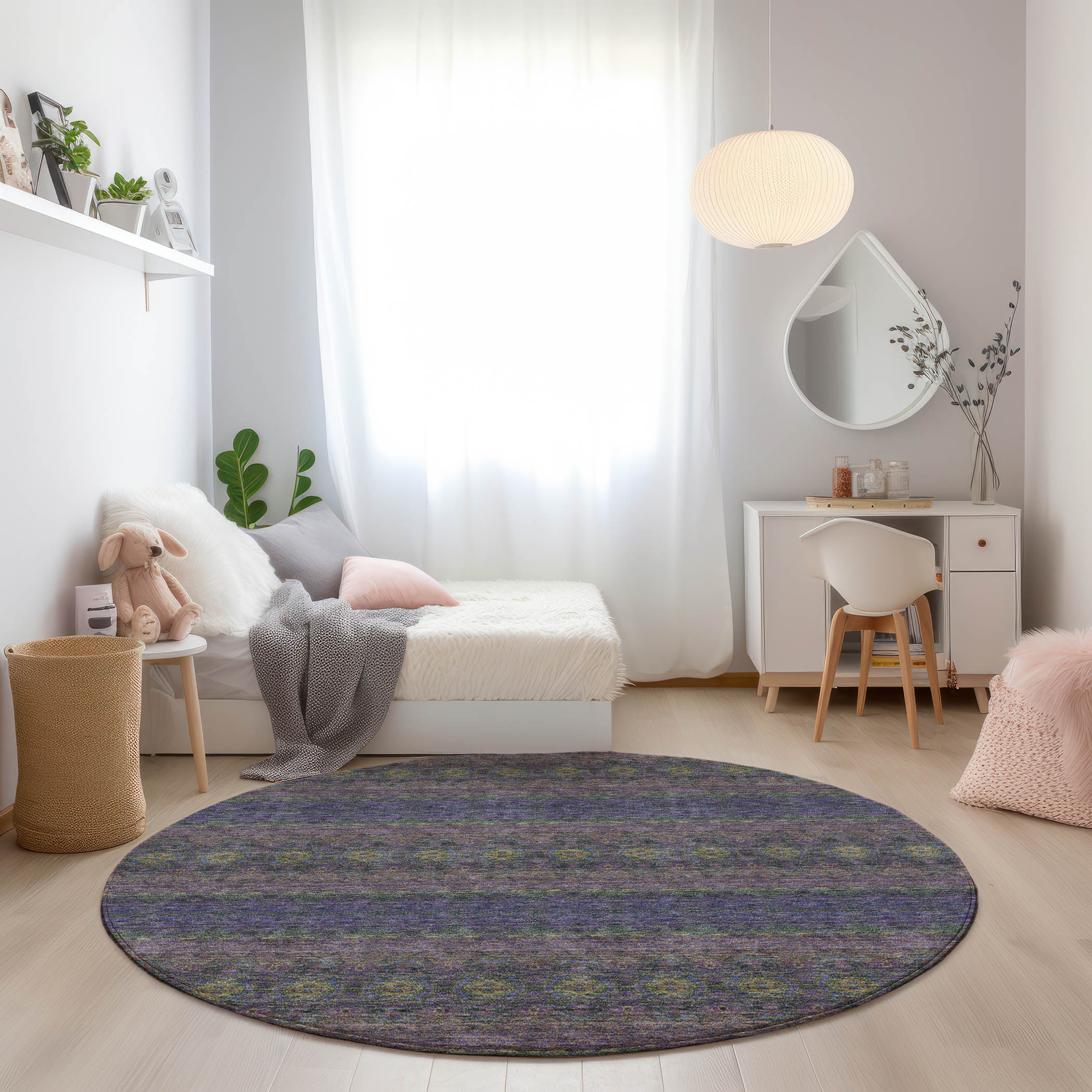 Addison Rugs ACN615PP8RO Chantille ACN615PP 8 x 8 (ft) Polyester Purple Round Indoor/Outdoor Abstract Machine washable Area rug