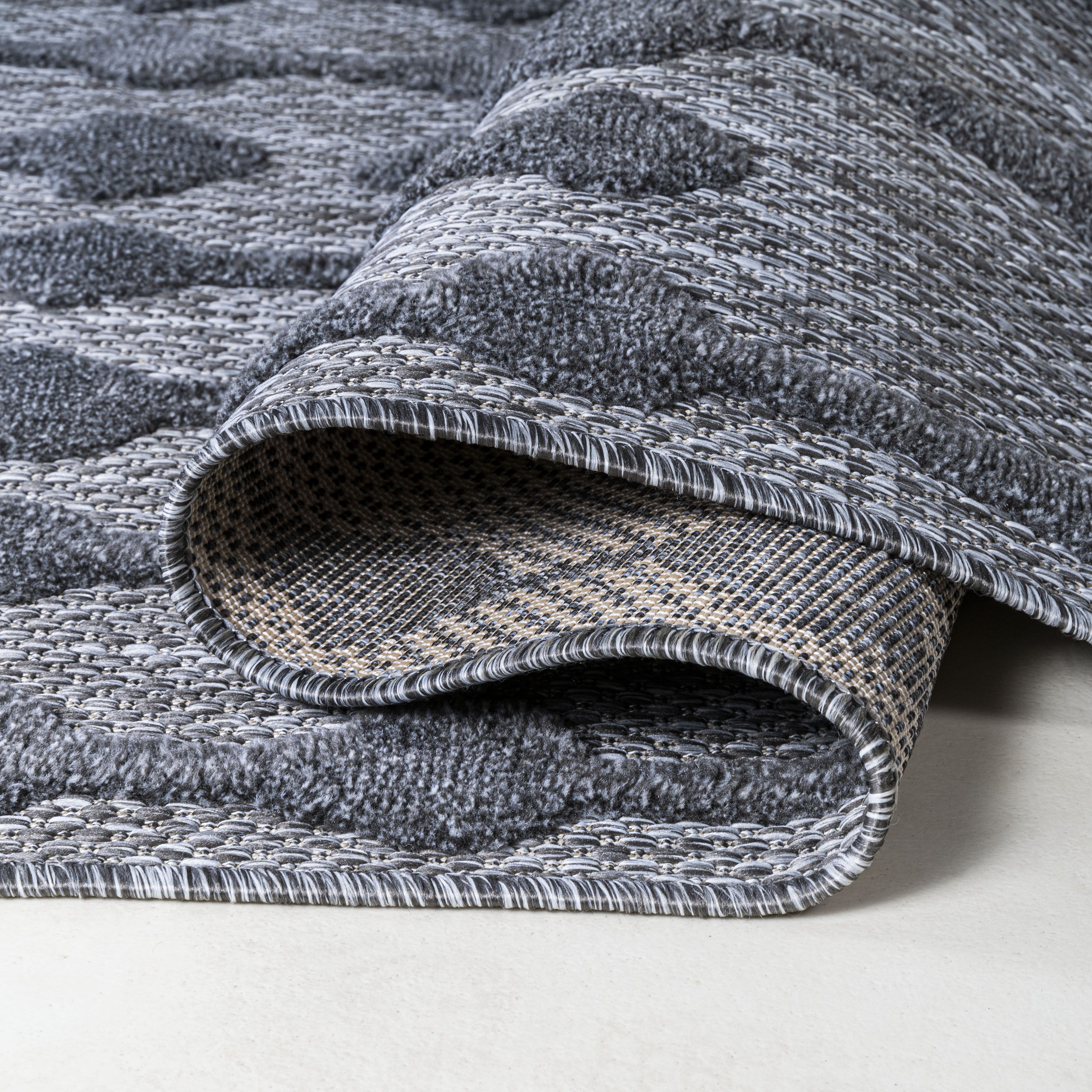 Handmade Moroccan Diamond Washable Area Rug - Dark Gray