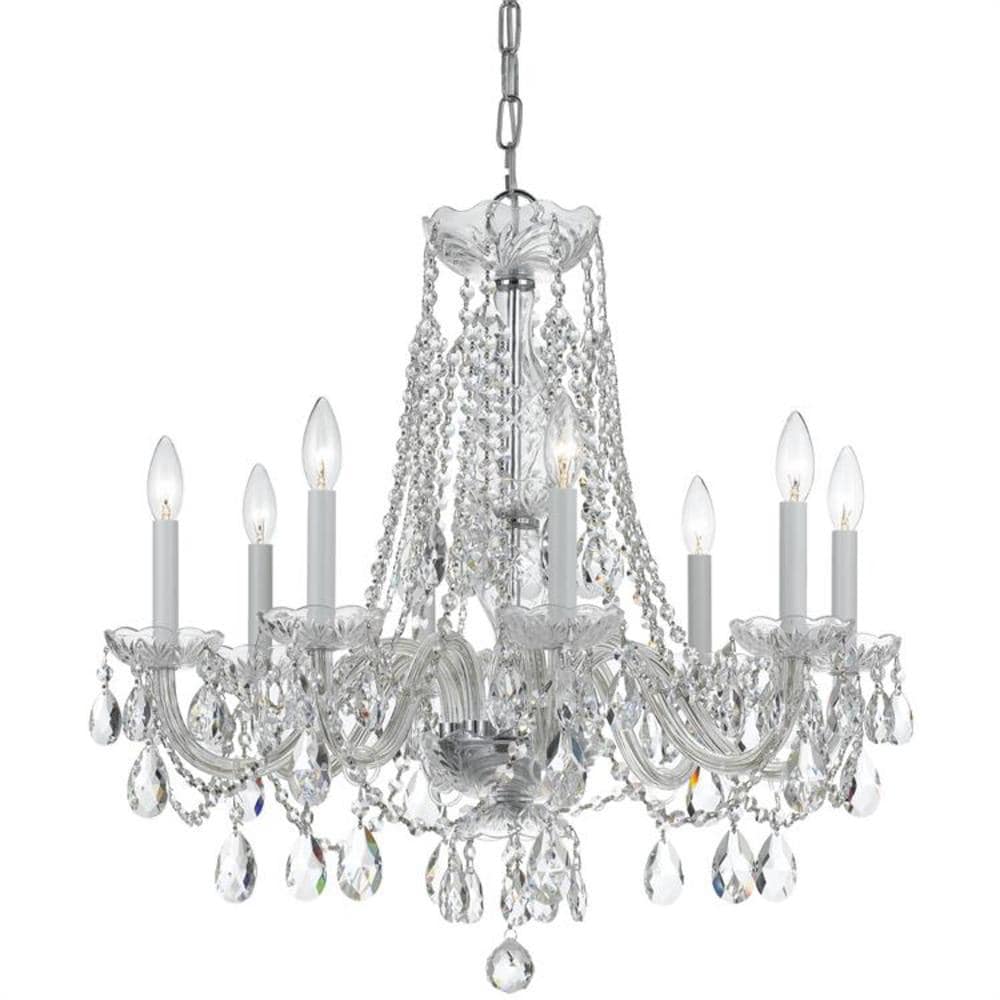 Crystorama 1138-CH-CL-MWP Traditional Crystal 8 -Light Polished Chrome Traditional Crystal For Use in Bedrooms, Dining Rooms, Foyers, Kitchens, Living Rooms Chandelier