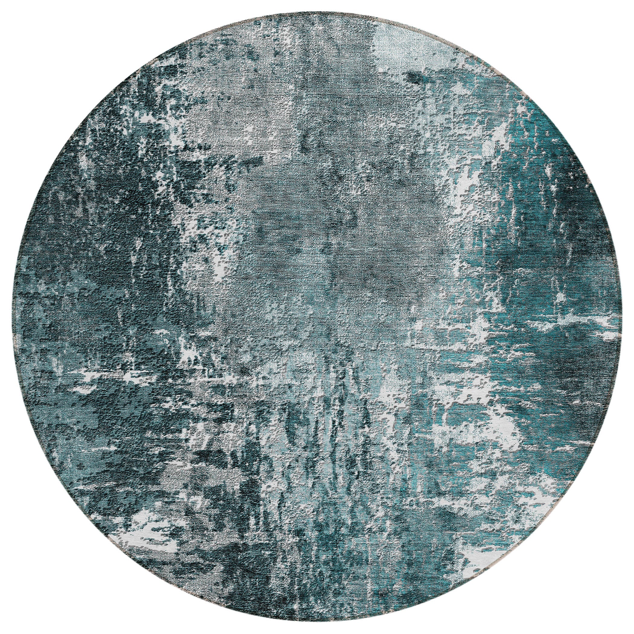 Addison Rugs ACN718TE8RO Chantille ACN718TE 8 x 8 (ft) Polyester Teal Round Indoor/Outdoor Geometric Machine washable Area rug