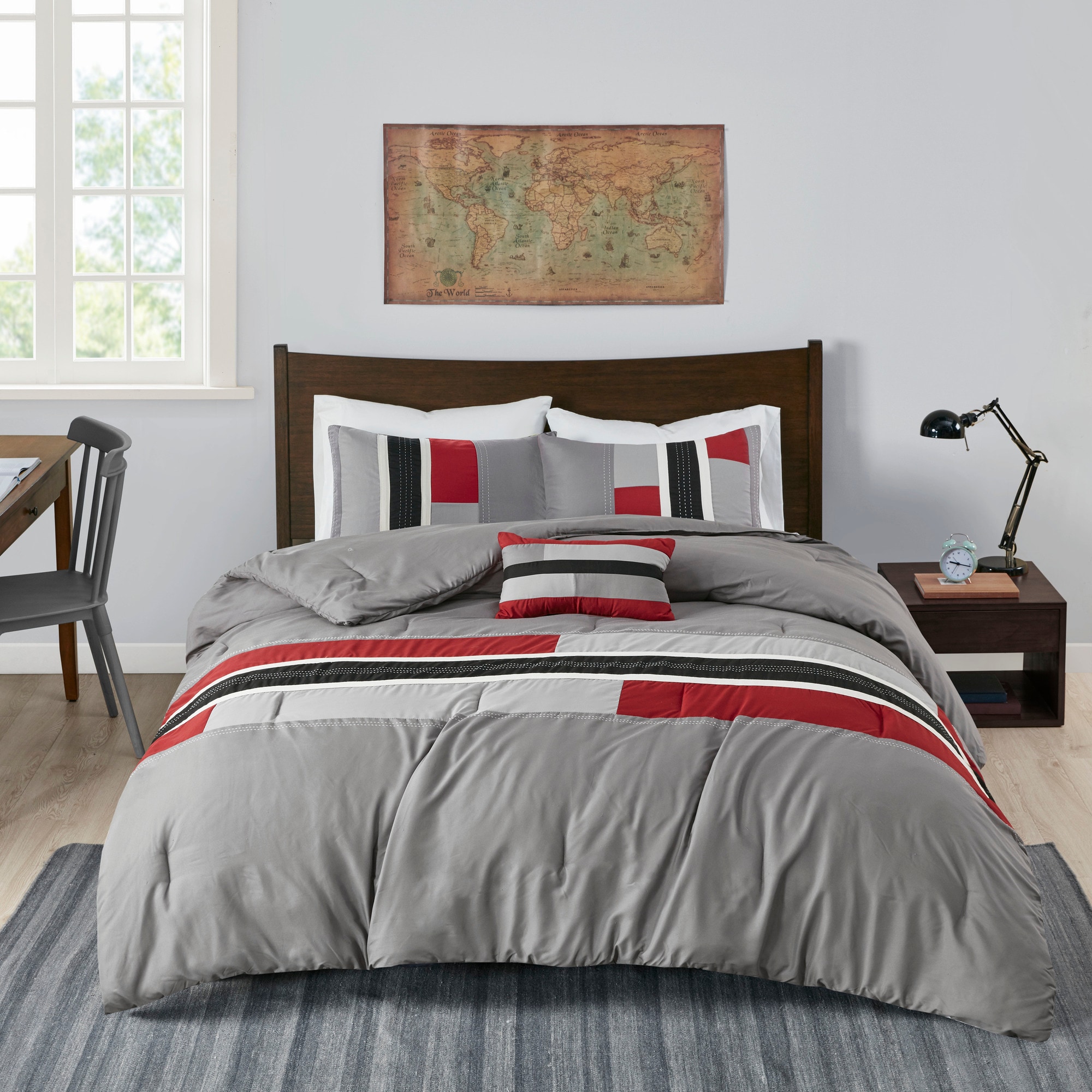 MI ZONE MZ10-188 3 -Piece Red Twin/Twin XL Comforter Set