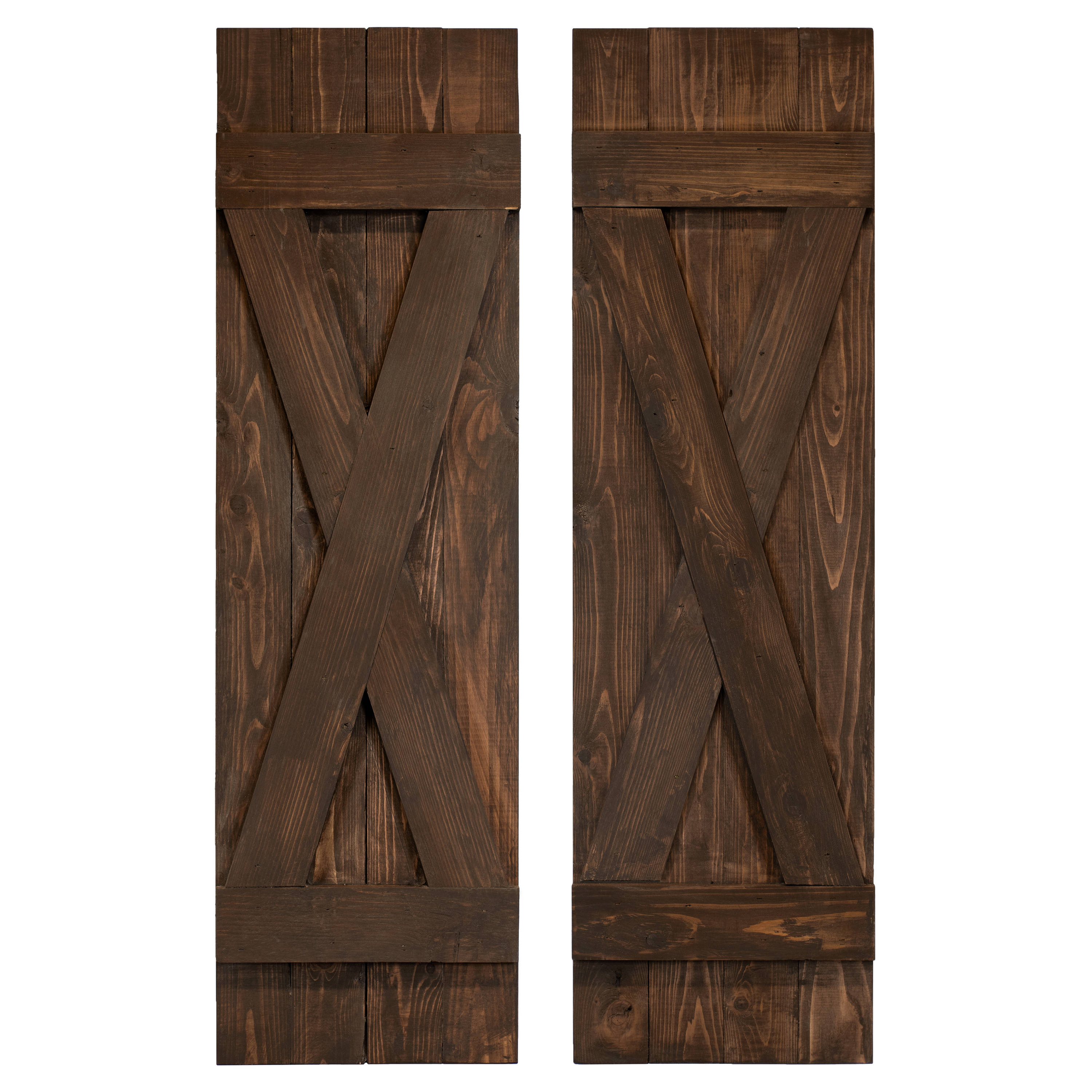 Dogberry WXBAR1448BRWNDOUB 14-in W x 48-in H Coffee brown Board and batten Wood Exterior Shutters ( 1 -Pack )