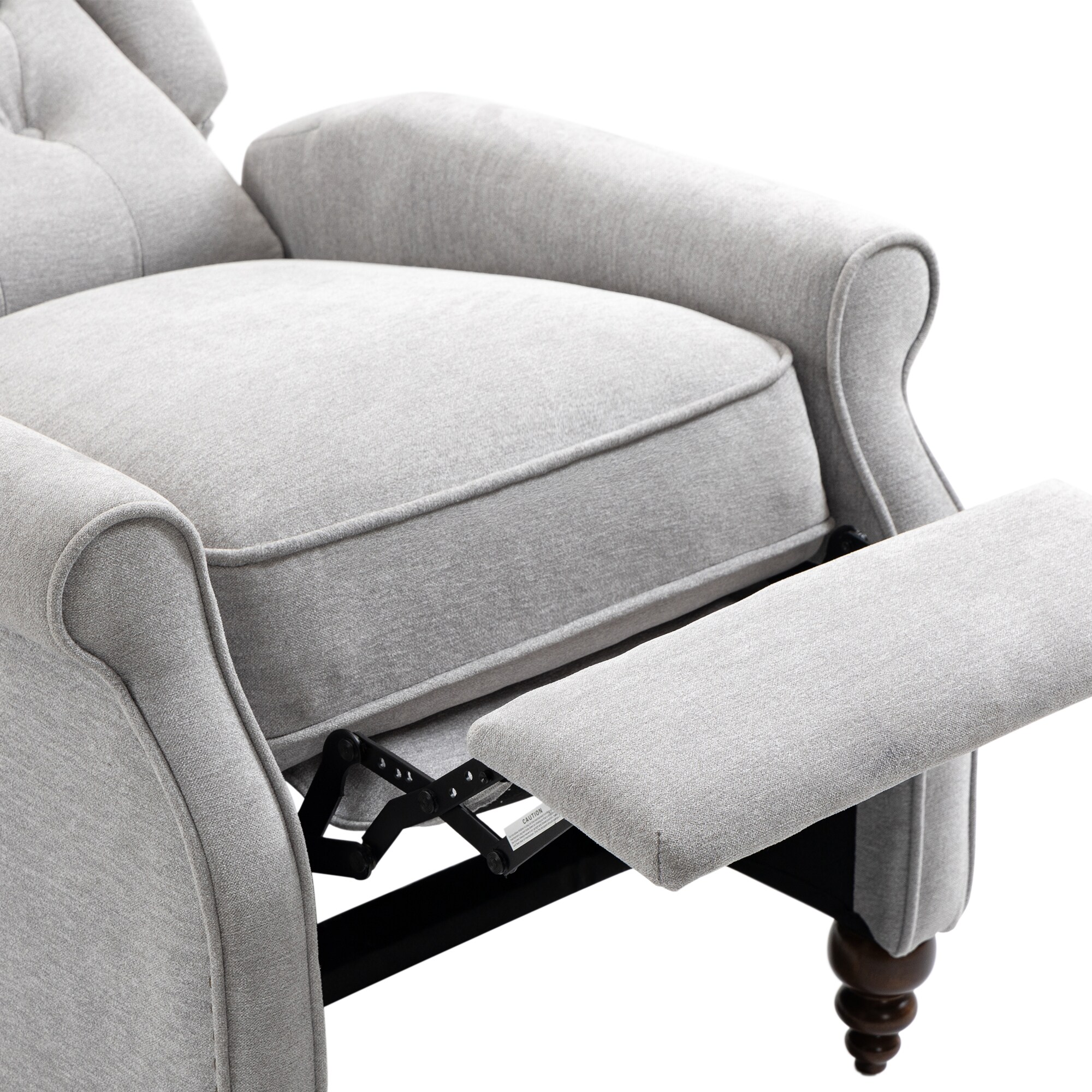Gray Velvet Upholstered Recliner with Button Tufting
