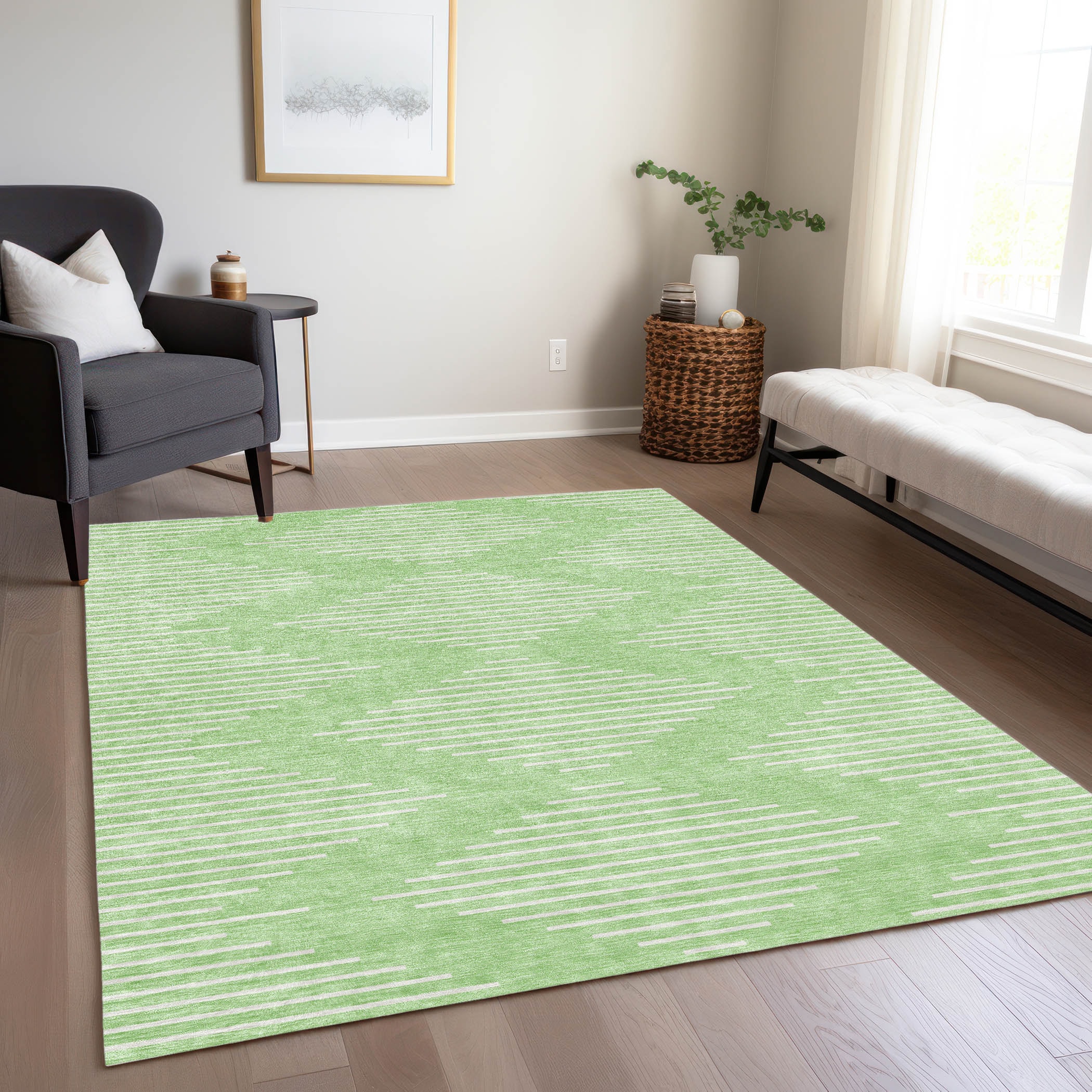 Addison Rugs ACN1016MZ8X10 Chantille ACN1016MZ 8 x 10 (ft) Polyester Mint Rectangular Indoor/Outdoor Geometric Machine washable Area rug