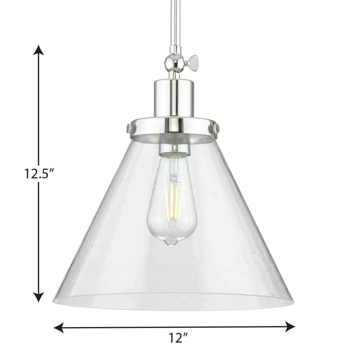 Hinton Polished Nickel Industrial Pendant with Seeded Glass Shade