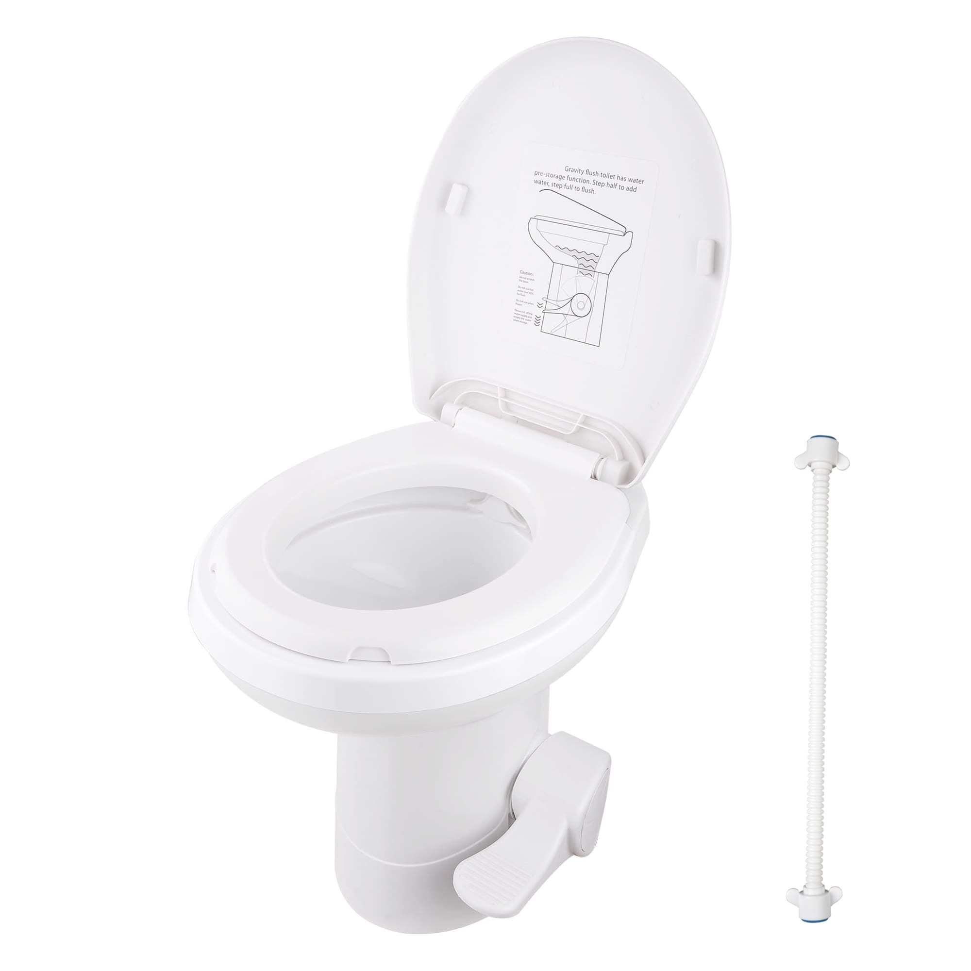 Yescom 22GFT001-3702-LO RV Toilet Gravity Flush Camper Toilet Elongated 20 inch High Trailer Toilet for RV HDPE