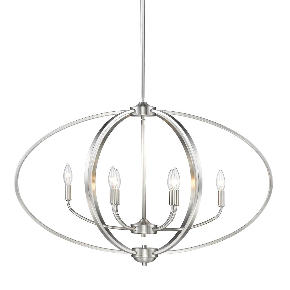 Golden Lighting 3167-LP PW Colson 6 -Light Silver Modern/contemporary Linear Large Hanging Kitchen island light
