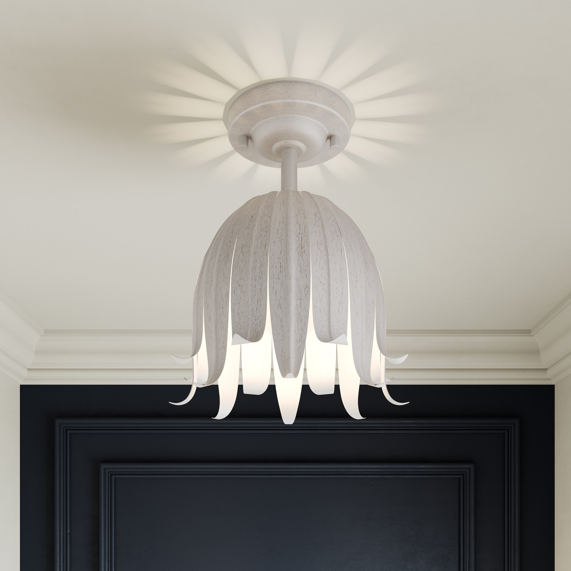 ACROMA 35611WW Sacramento 1 -Light 9.5-in Satin White Flush Mount Light