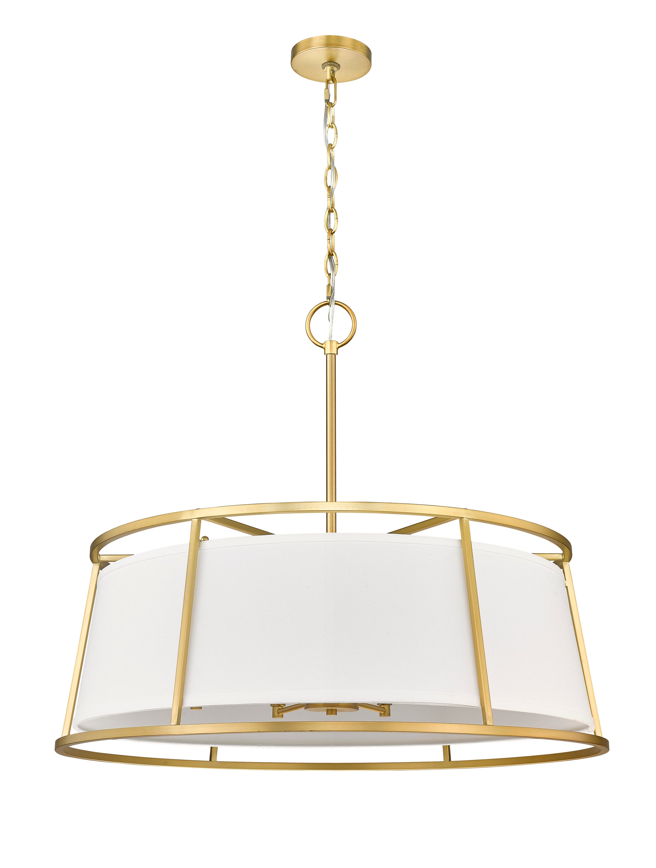 Lenyx Elegant Brushed Nickel and Brass Drum Pendant Light
