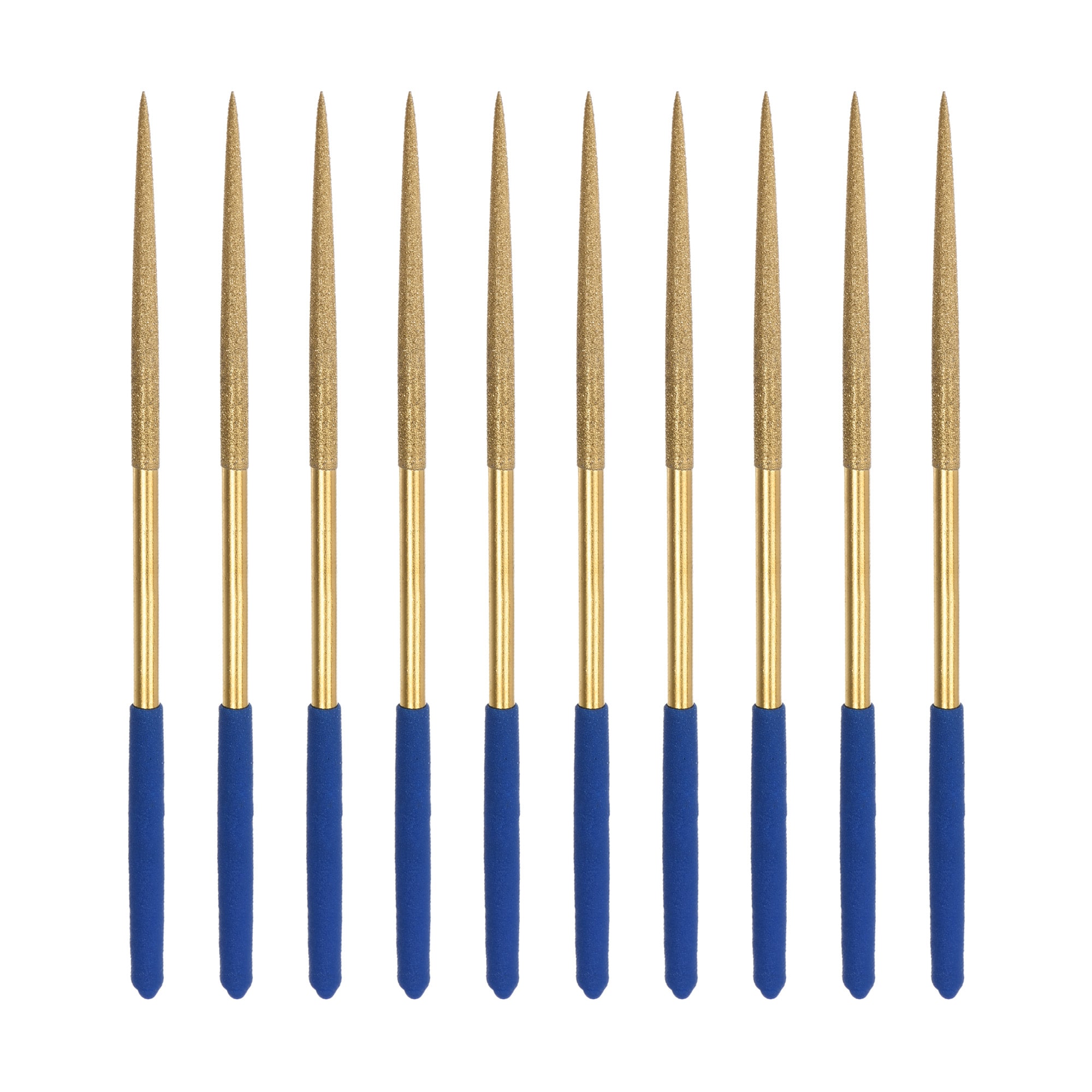 Unique Bargains Diamond Needle File Set 3mm x 140mm Round Files Titanium Coated Tools for Metal Wood Stone Glass 10pcs