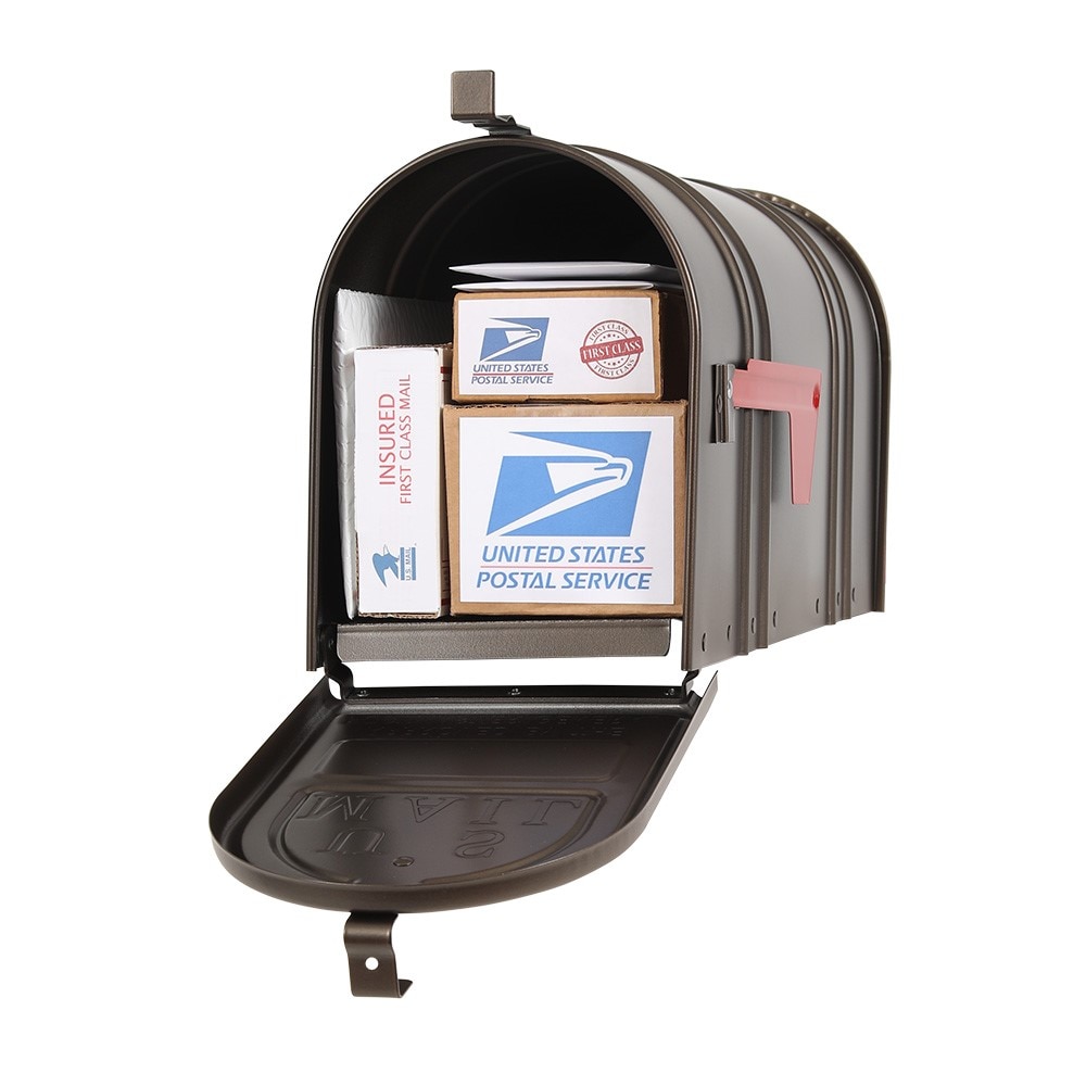 Postal Pro Post Mount Bronze Metal Large Mailbox in the Mailboxes