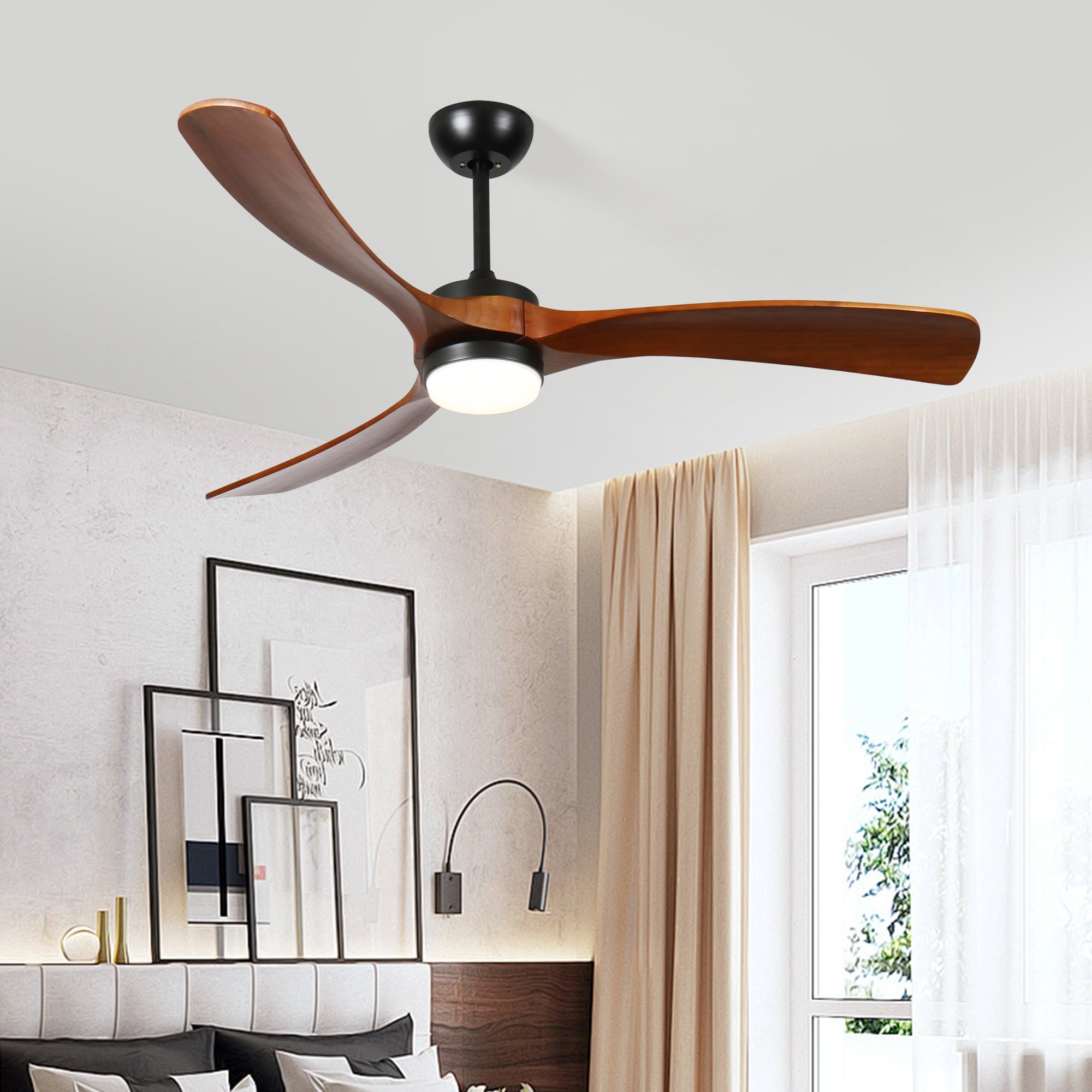 HyperDrop Cart 52-in 3 Solid Wood Leaf Ceiling Fan Lights #B-THJ014BMIGQX
