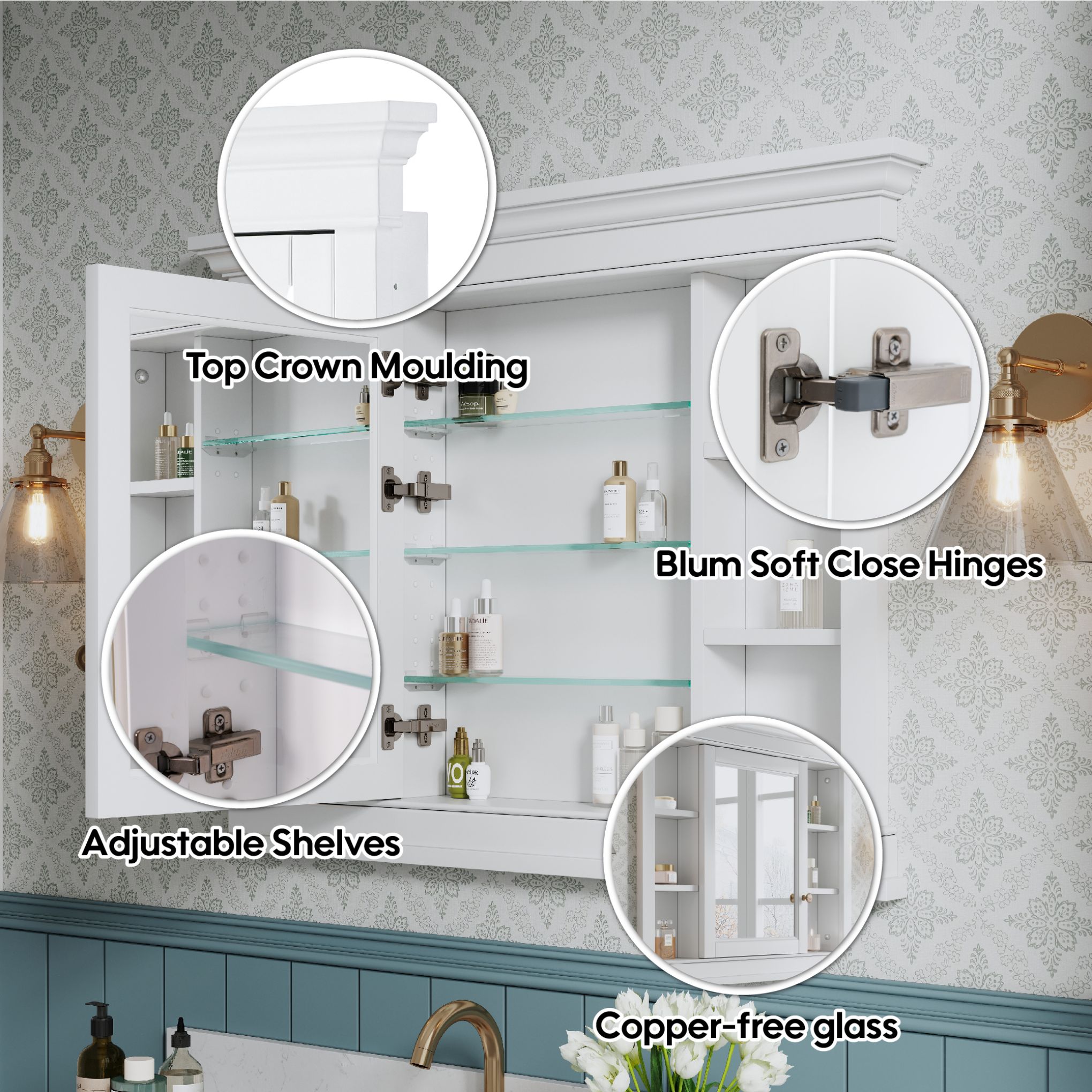 WELLFOR MA4232MC-WT Bathroom-Medicine-Cabinets - View #9