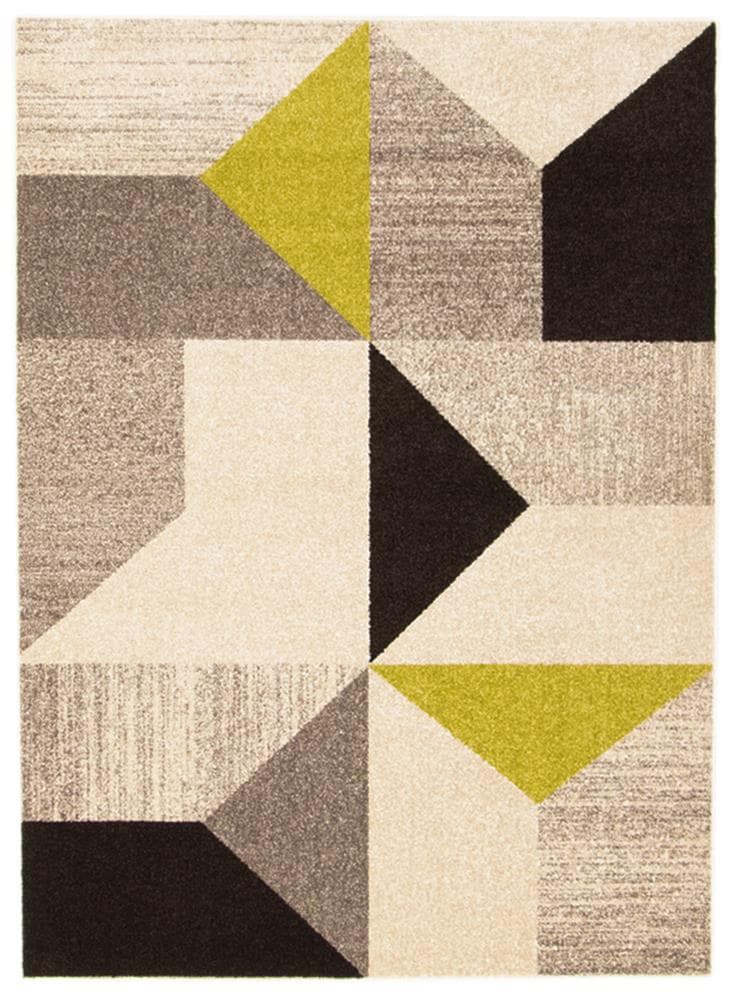 ECARPETGALLERY 345681 Harlow 5 x 7 (ft) Loomed Polypropylene Grey/Green Rectangular Indoor Abstract Mid-Century Modern Area rug