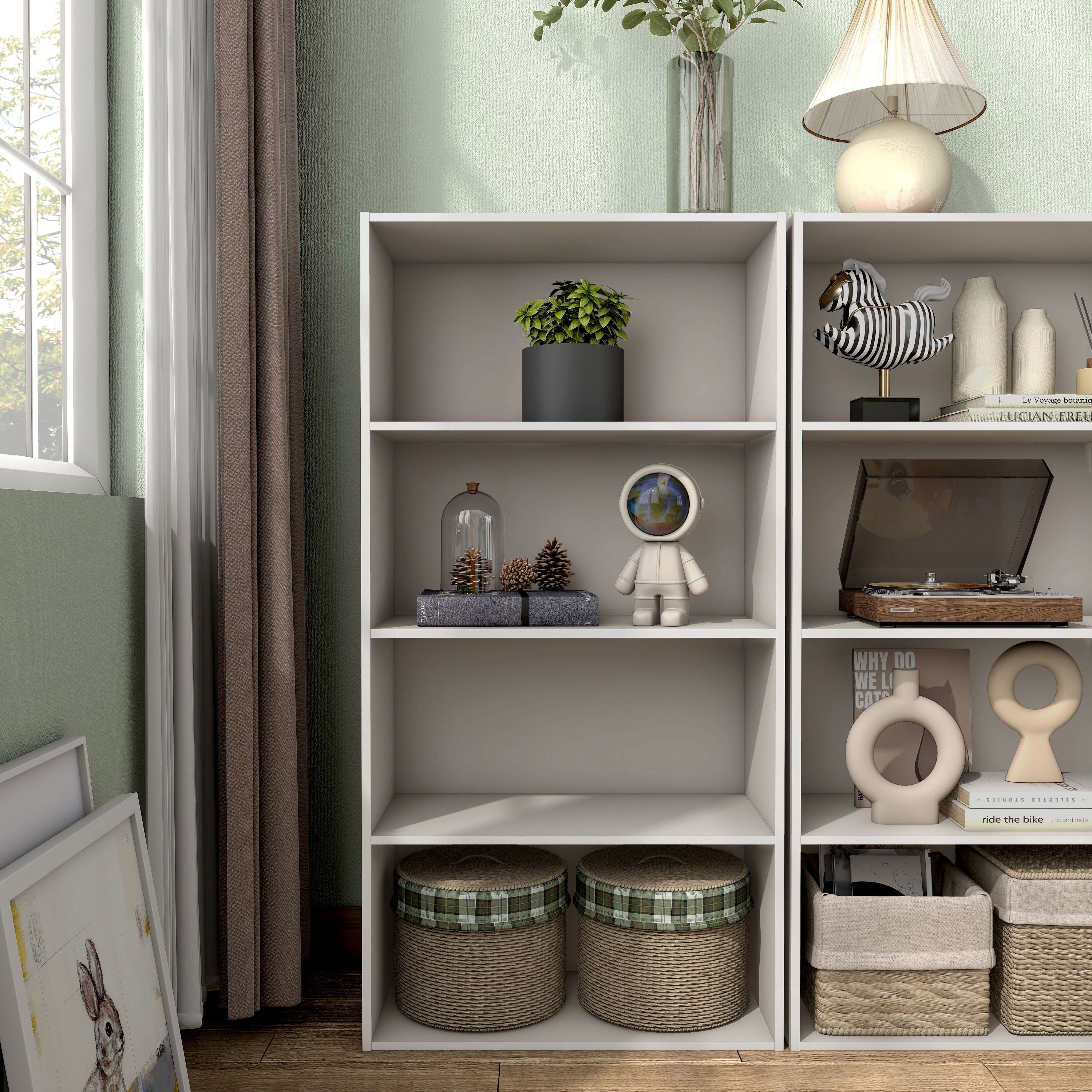 Quincy Taupe Grey 4-Tier Stackable Composite Bookcase