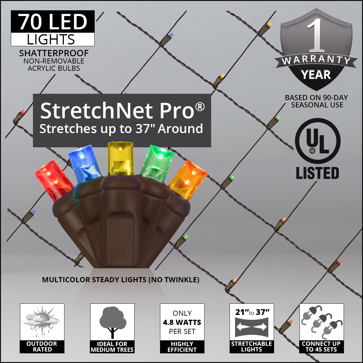 Wintergreen Lighting 81239 Christmas-Net-Lights - View #2