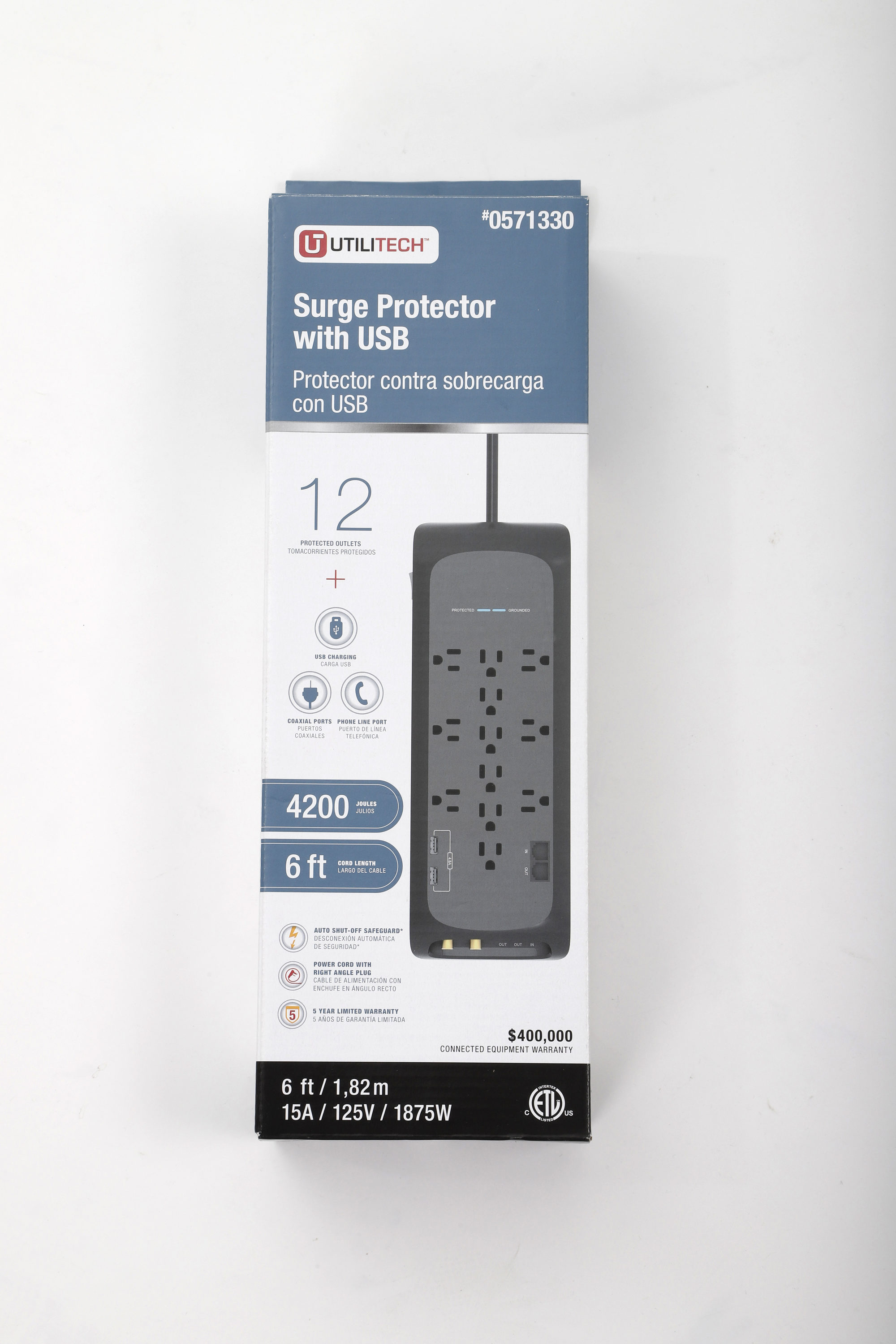 Utilitech 12-Outlet 2-USB Ports Indoor Black Power Strip in the Power  Strips department at