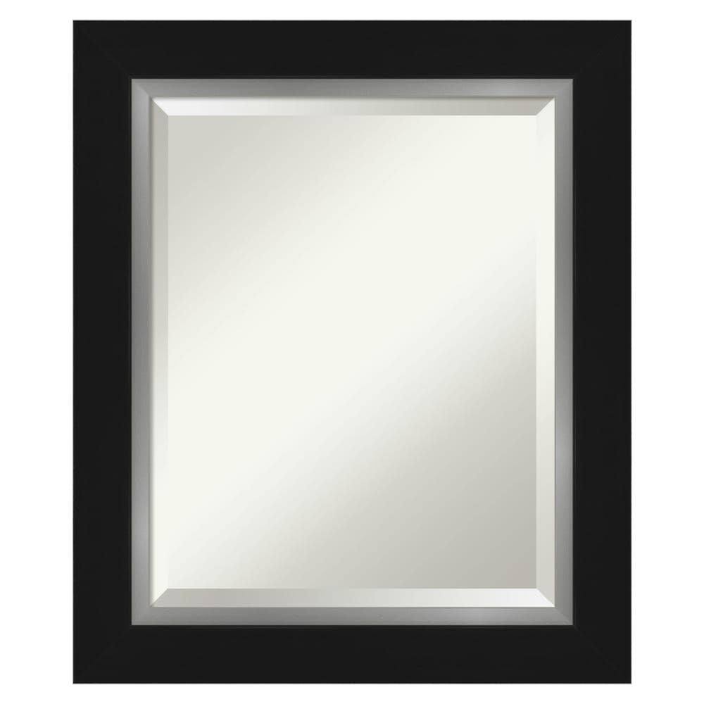 Eva Black Silver Rectangular Beveled Wall Mirror