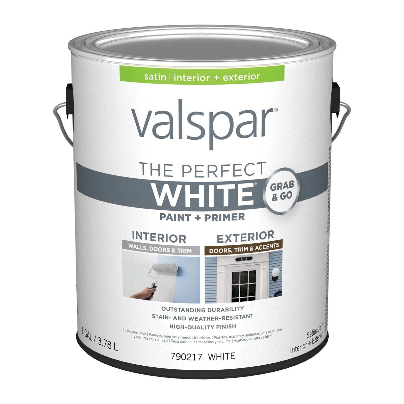 Valspar Satin White Acrylic Interior/Exterior Door and Trim Paint (1-Gallon)