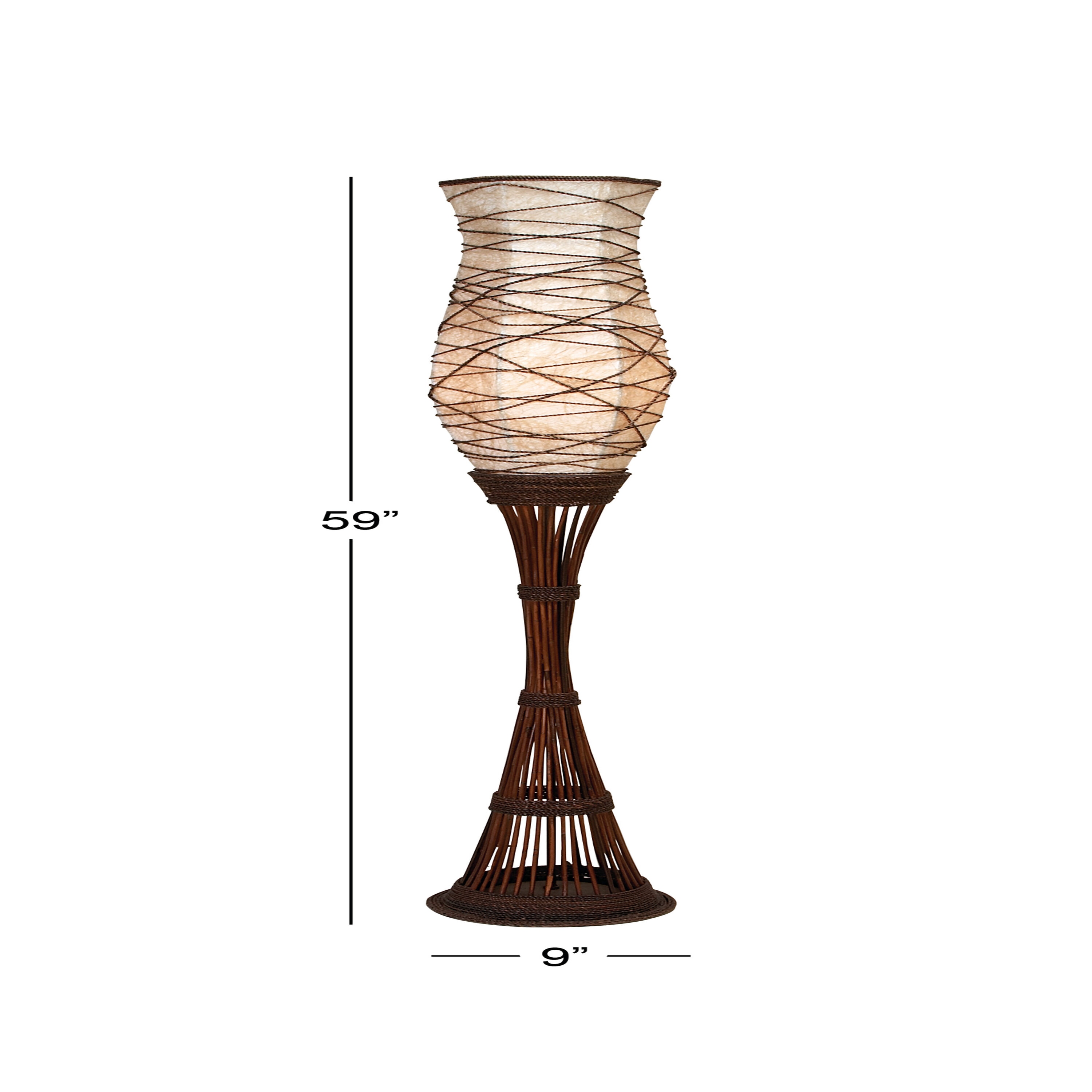 59" Brown Bamboo Torchiere Floor Lamp with Paper Shade
