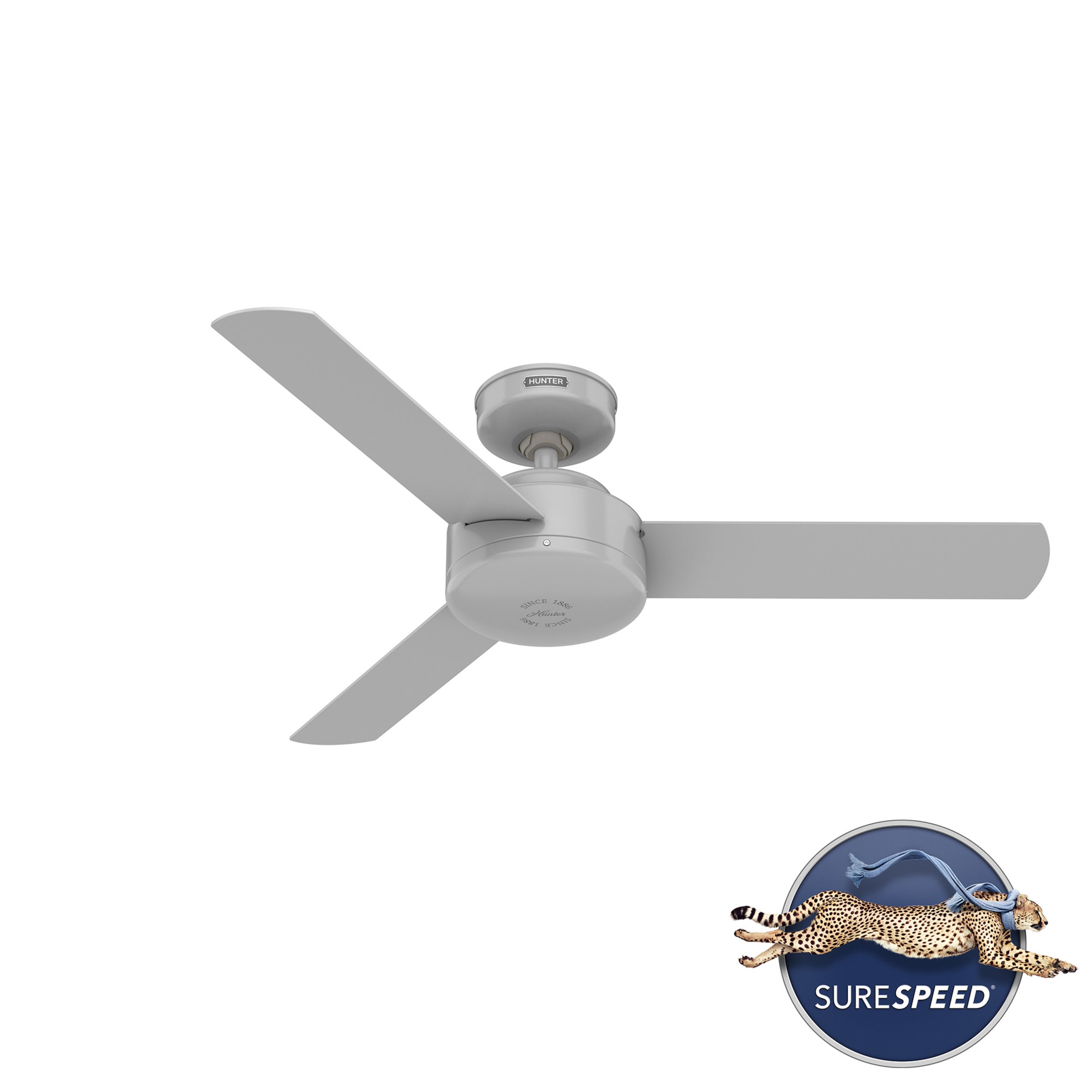 Hunter 52384 Presto 44-in Dove Grey with Satin Blades Ceiling Fan Without Light ( 3 -Blade )