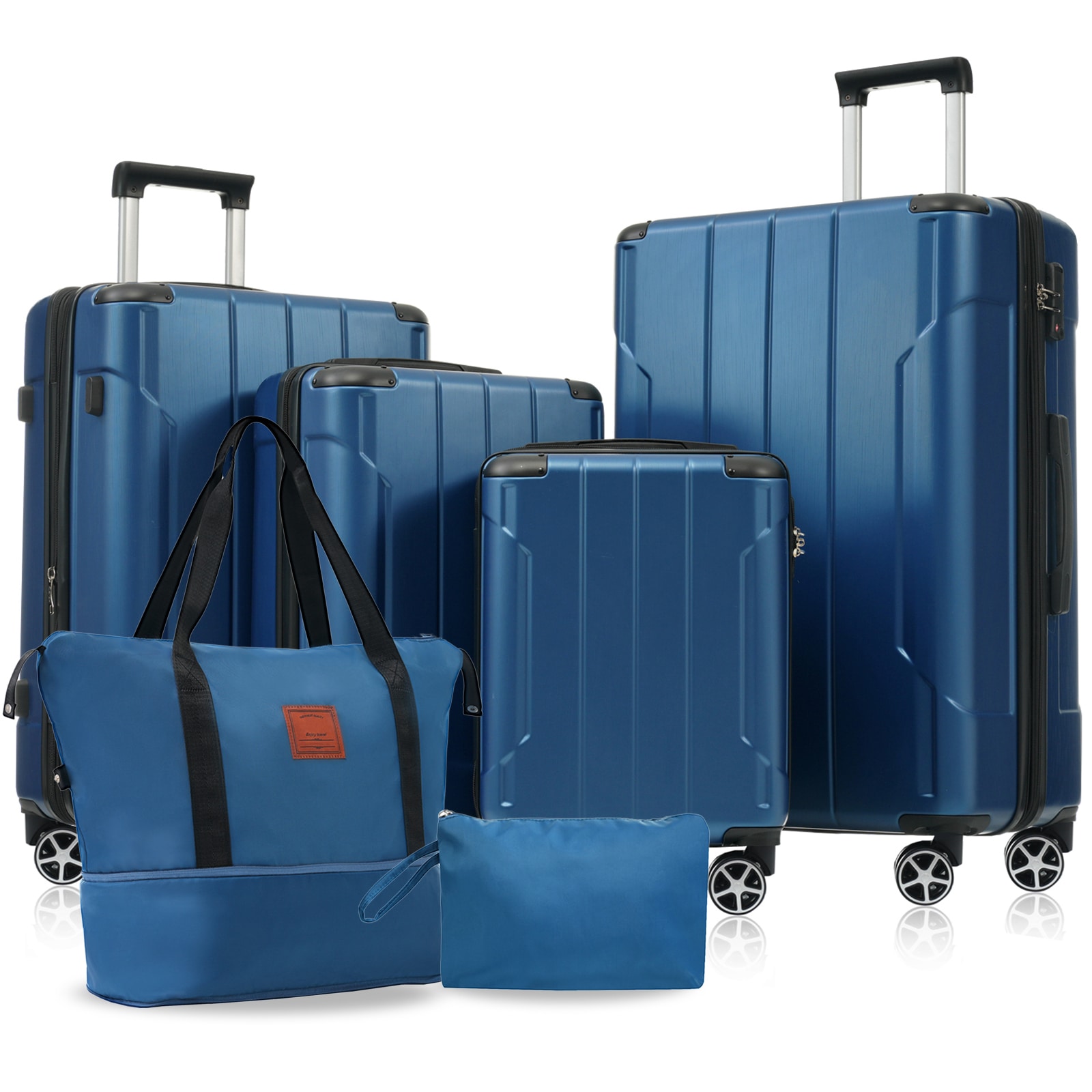 Bybafun YD9500022 18.5 x 11.6 x 29.5" Blue Plastic Hardshell Suitcase set 6 -Bag