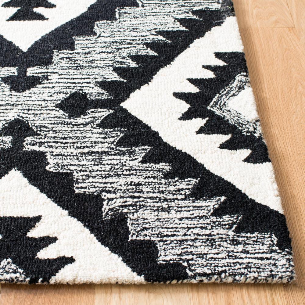 Black and White Geometric Wool Tufted Area Rug 6' x 9'