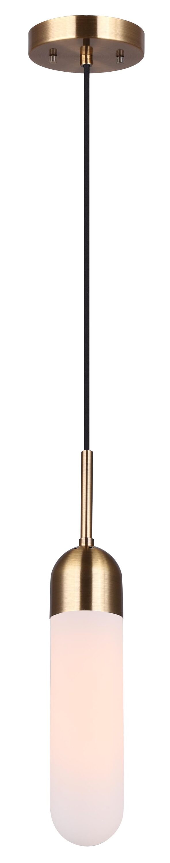 Canarm IPL1126A01GD Bevin Gold Mid-century Opal glass Cylinder Mini Hanging Pendant light
