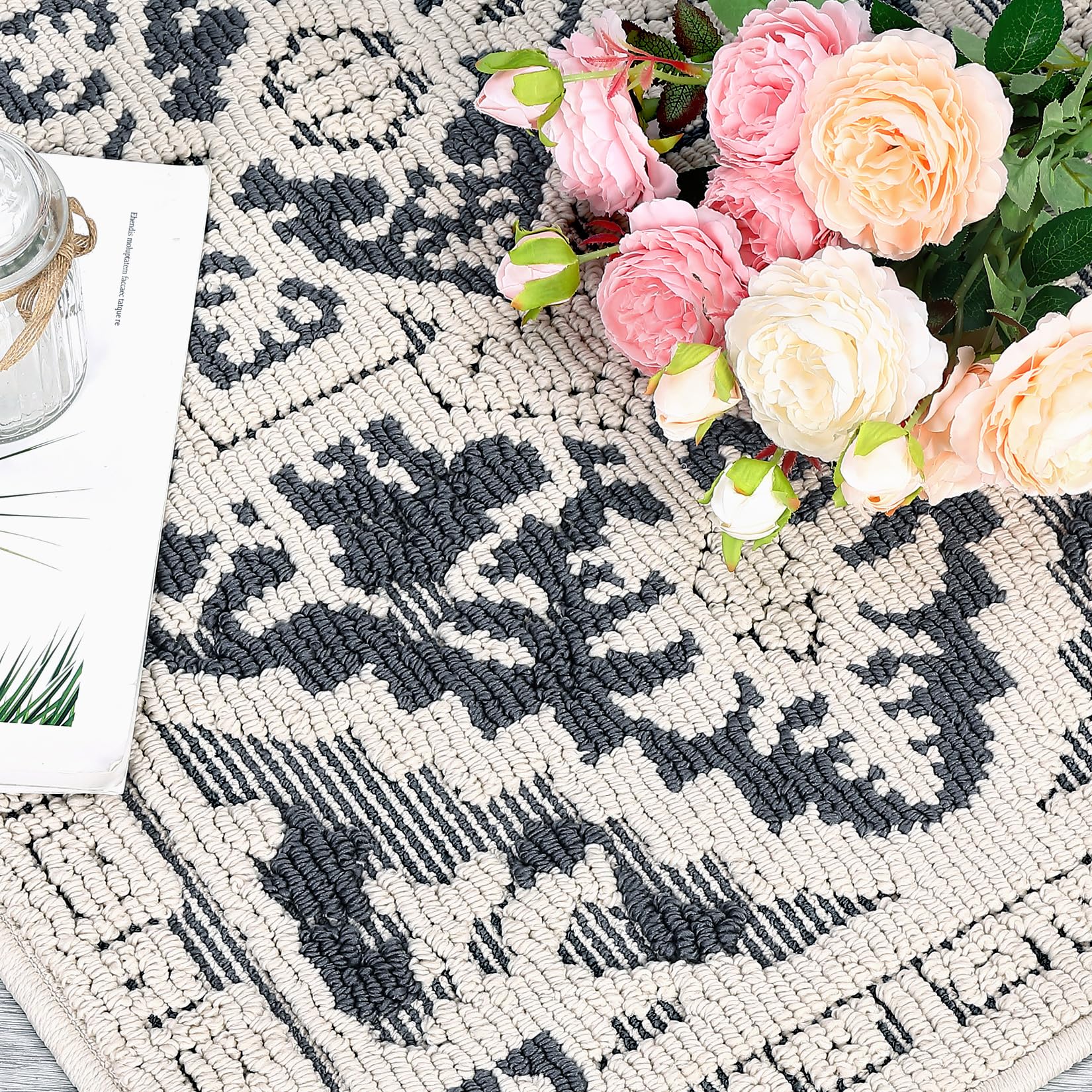 GarveeLife Traditional Gray Loop Pile Runner Rug 2 x 6 Feet ...