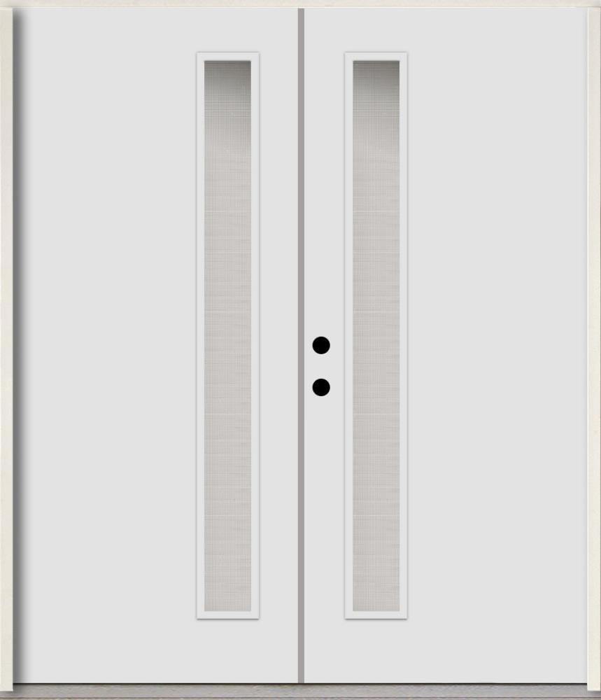 RELIABILT LO1065455 Spotlights 64-in x 80-in x Fiberglass 1/4 lite Right-hand inswing Arctic White Paint Painted Prehung Double Front Door Insulating core