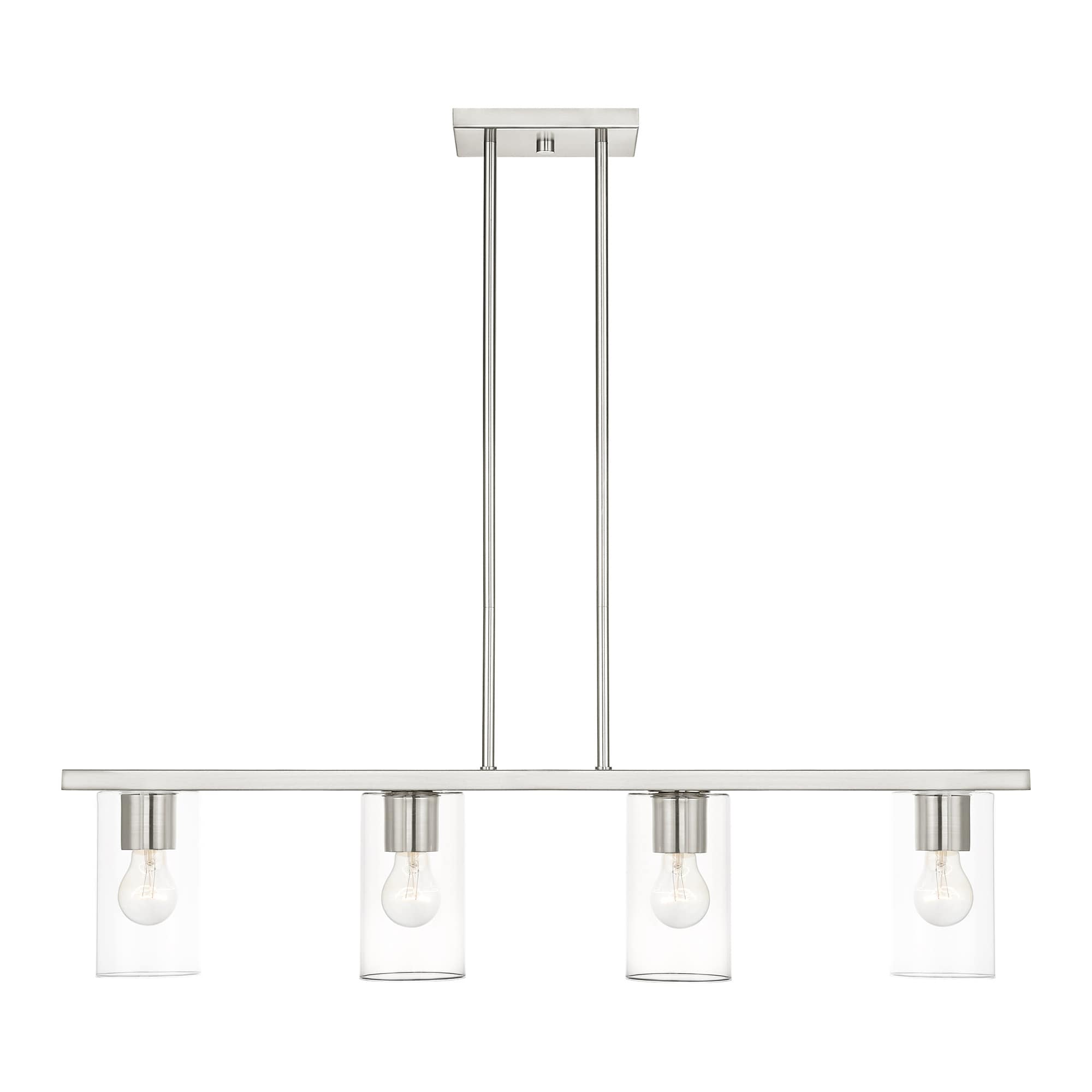 Brushed Nickel 4-Light Crystal Chandelier with Clear Glass
